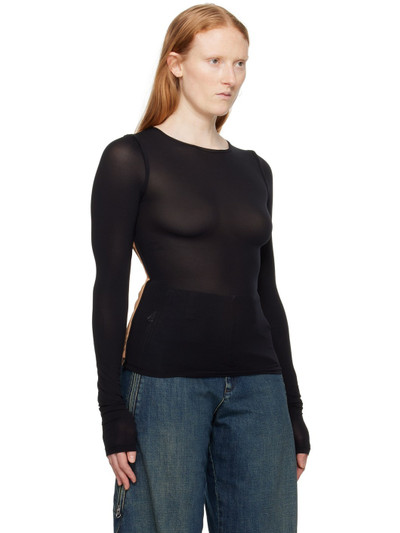 MM6 Maison Margiela Black & Tan Paneled Long Sleeve T-Shirt outlook