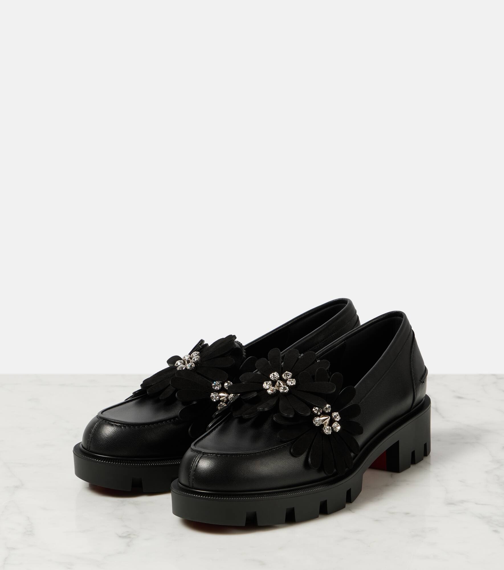 Flora Moc embellished leather loafers - 5