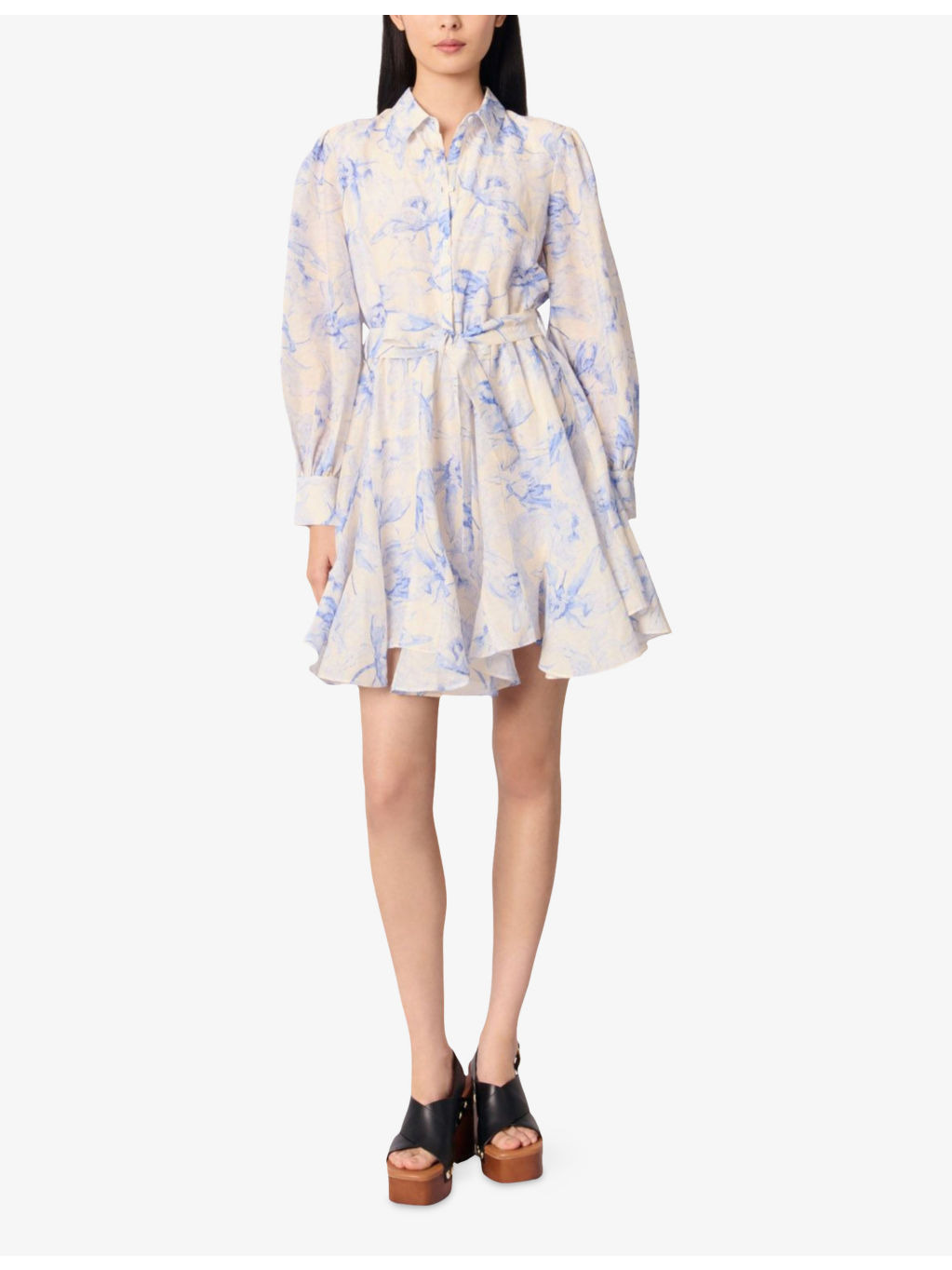 Floral-Print Tie-Waist Linen-Blend Mini Dress - 2