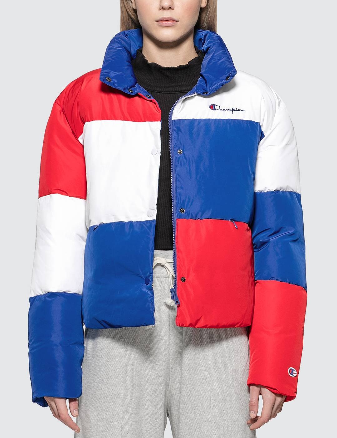 Color Block Puff Down Jacket - 1