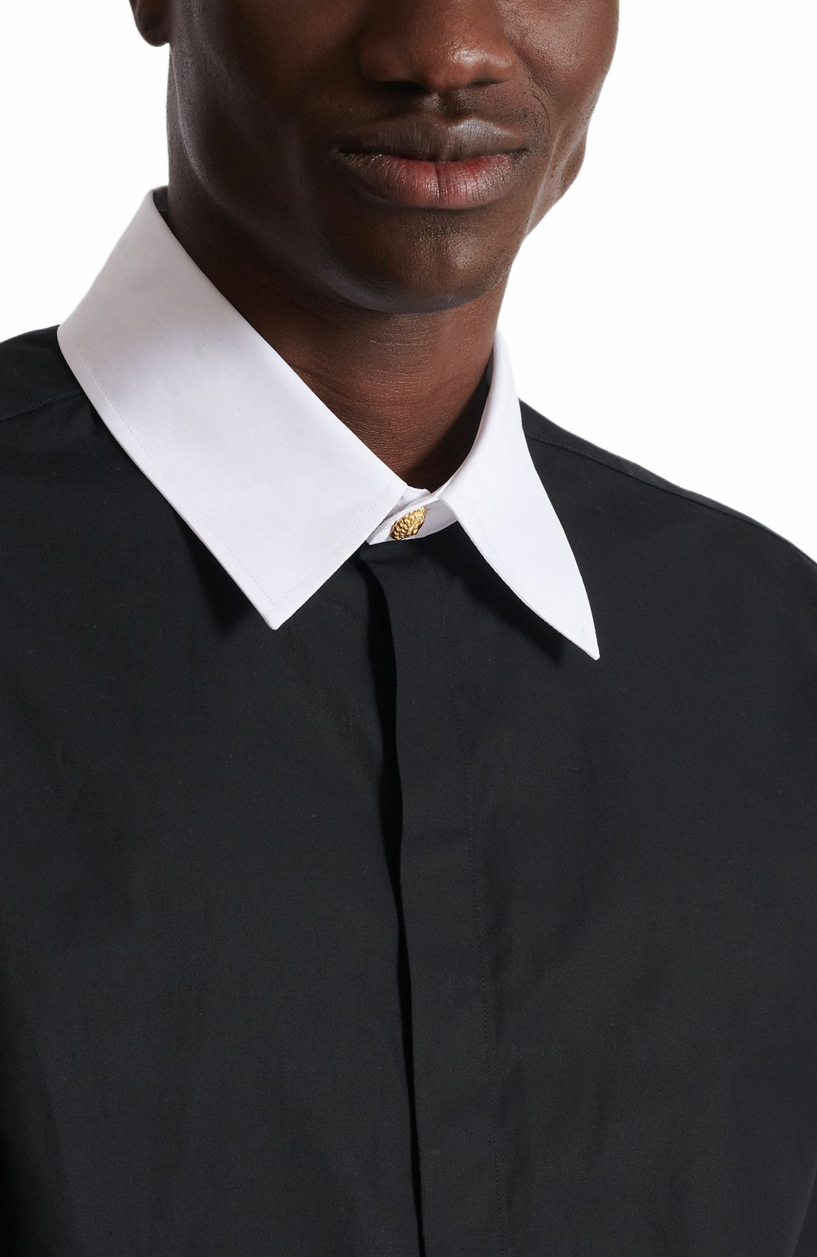 Balmain PB two-tone poplin shirt in Black at Nordstrom - 6