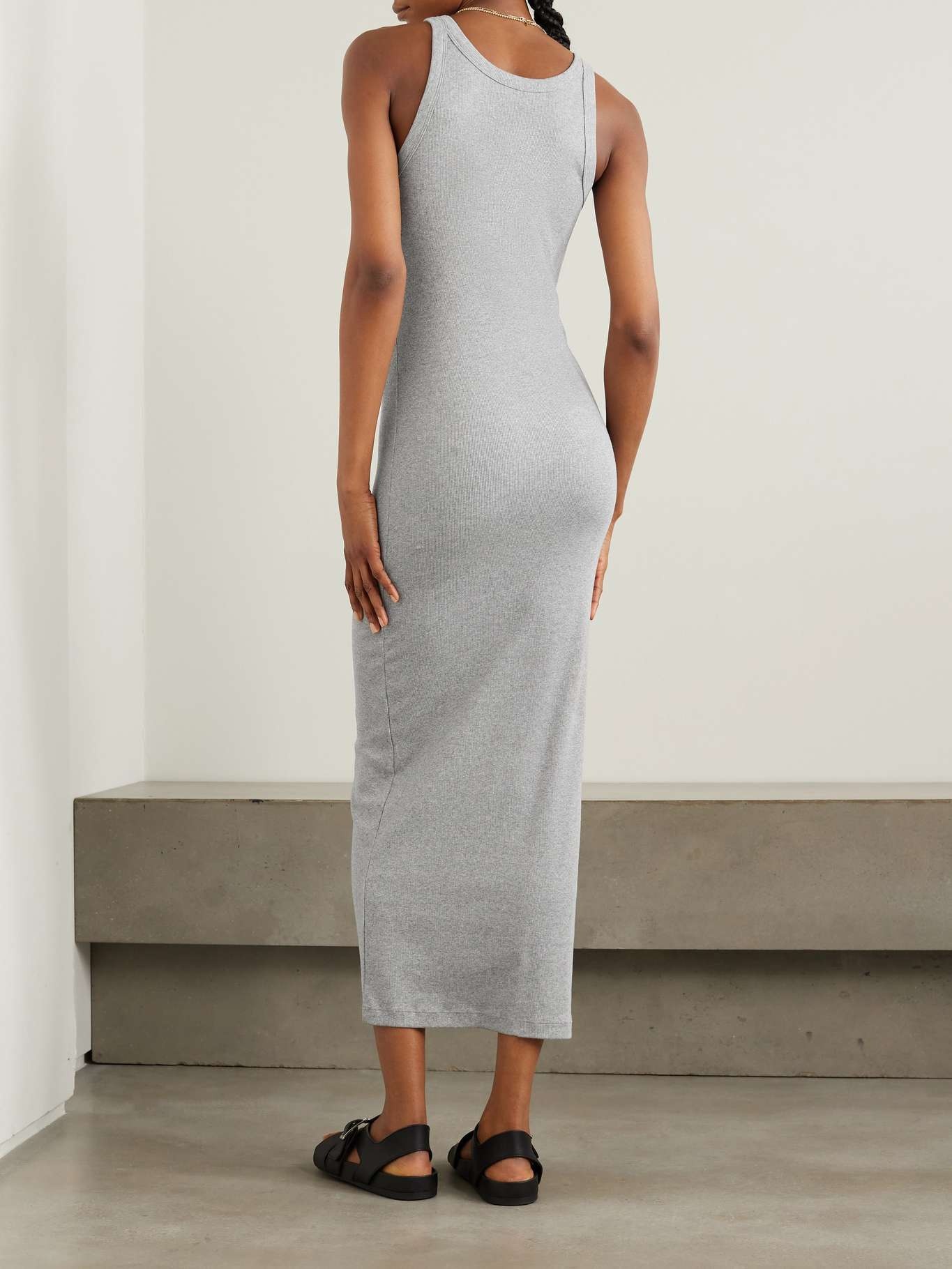 Ribbed organic cotton-blend jersey maxi dress - 4