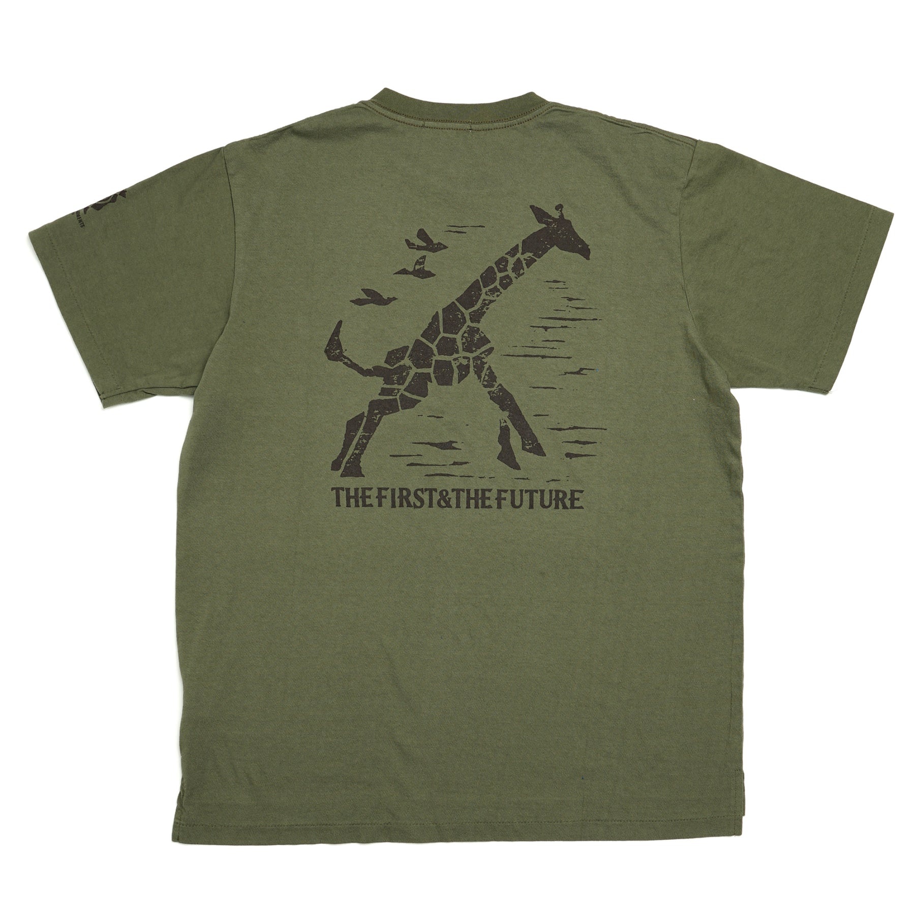 PRINTED CROSS CREW NECK T-SHIRT / OLV GIRAFFE - 2