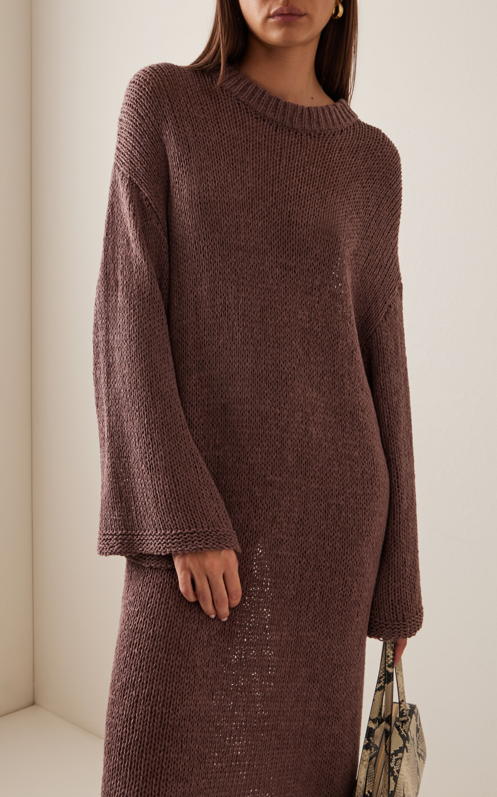 Literno Knit Cotton-Blend Midi Dress brown - 3
