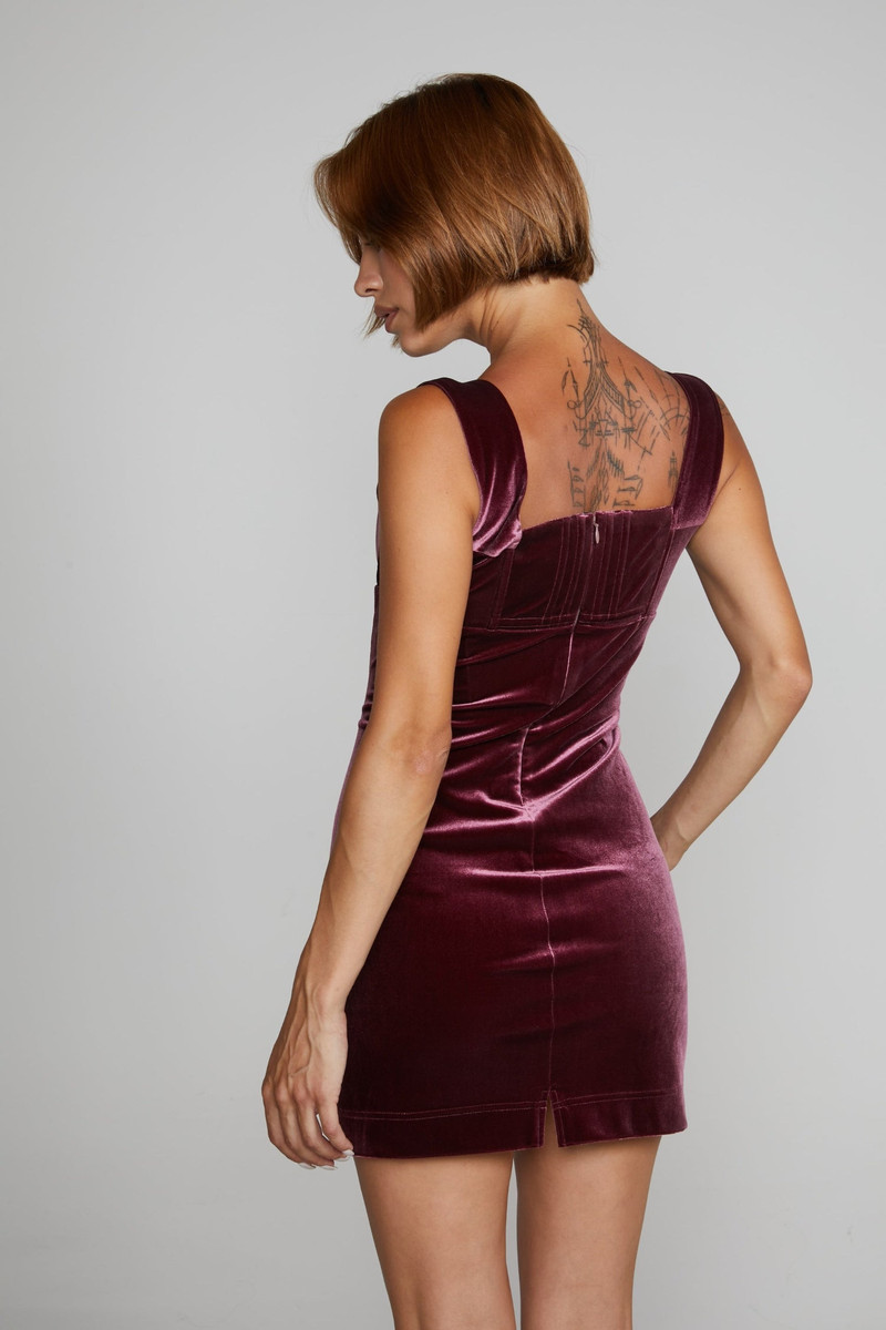 miaou VIVI DRESS - MAROON VELVET outlook