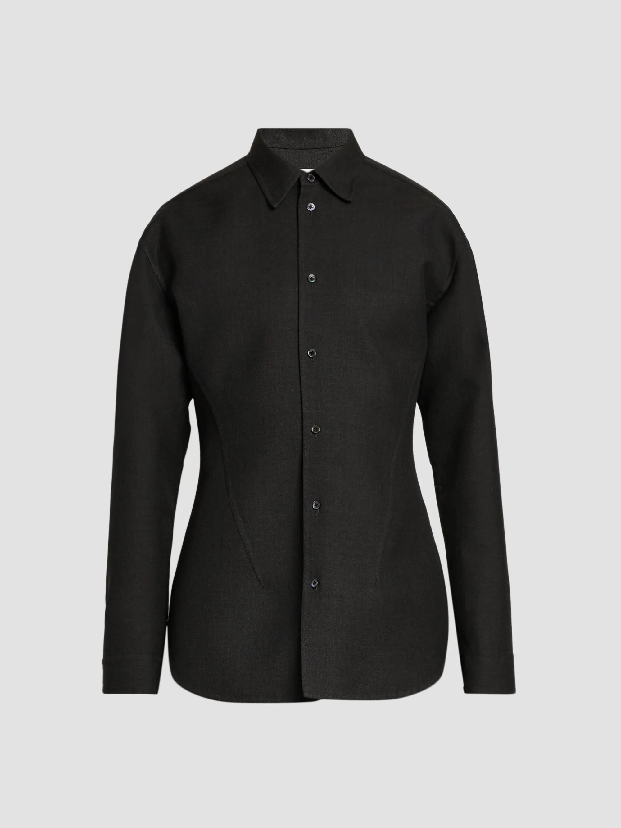 Men's Tailored Double-Splittable Wool-Twill Melange Dress Shirt - Antracite - 1