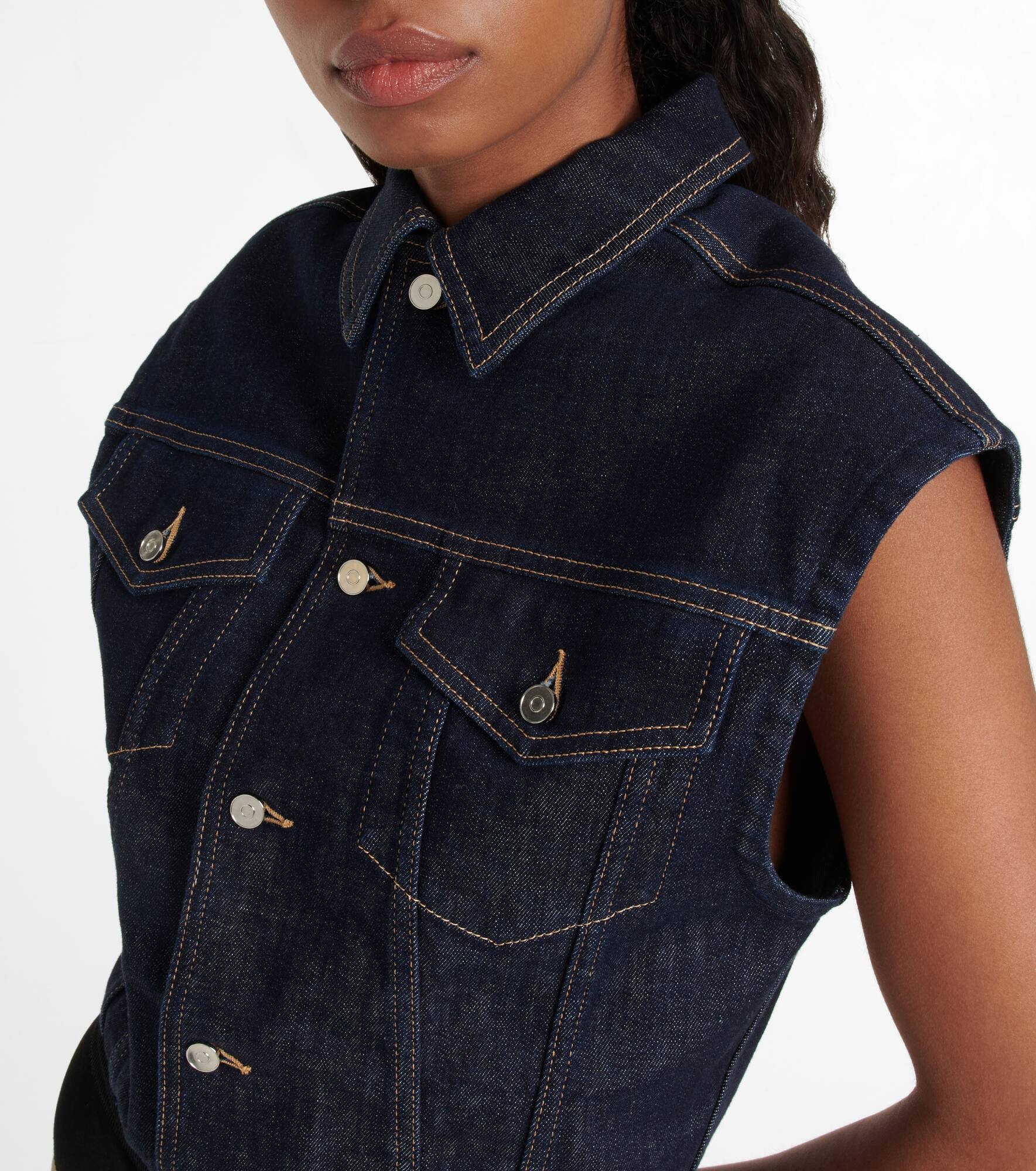 Denim cotton-blend bodysuit - 5