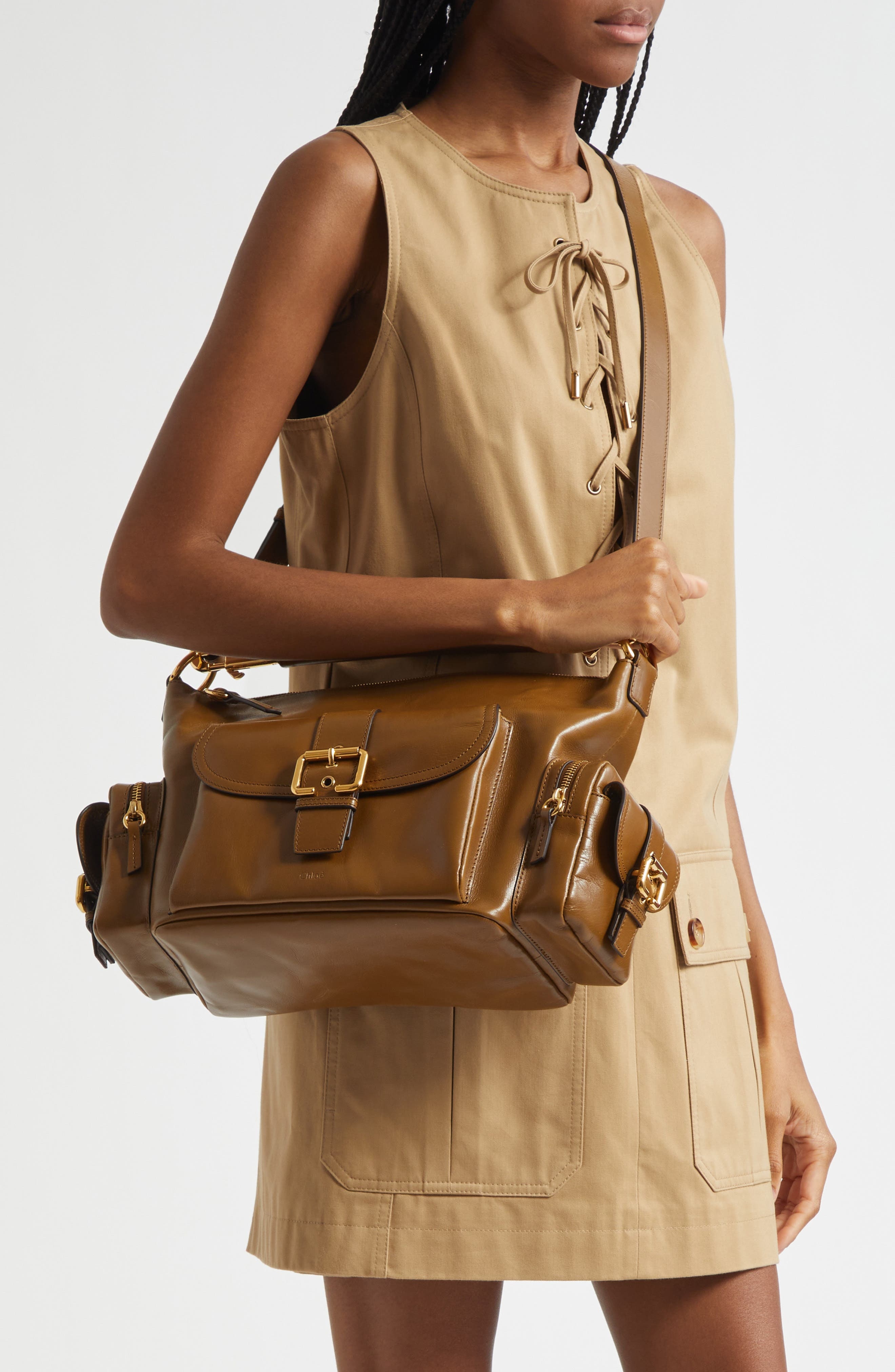 Chloé Camera Leather Top Handle Bag in Dark Khaki at Nordstrom - 3