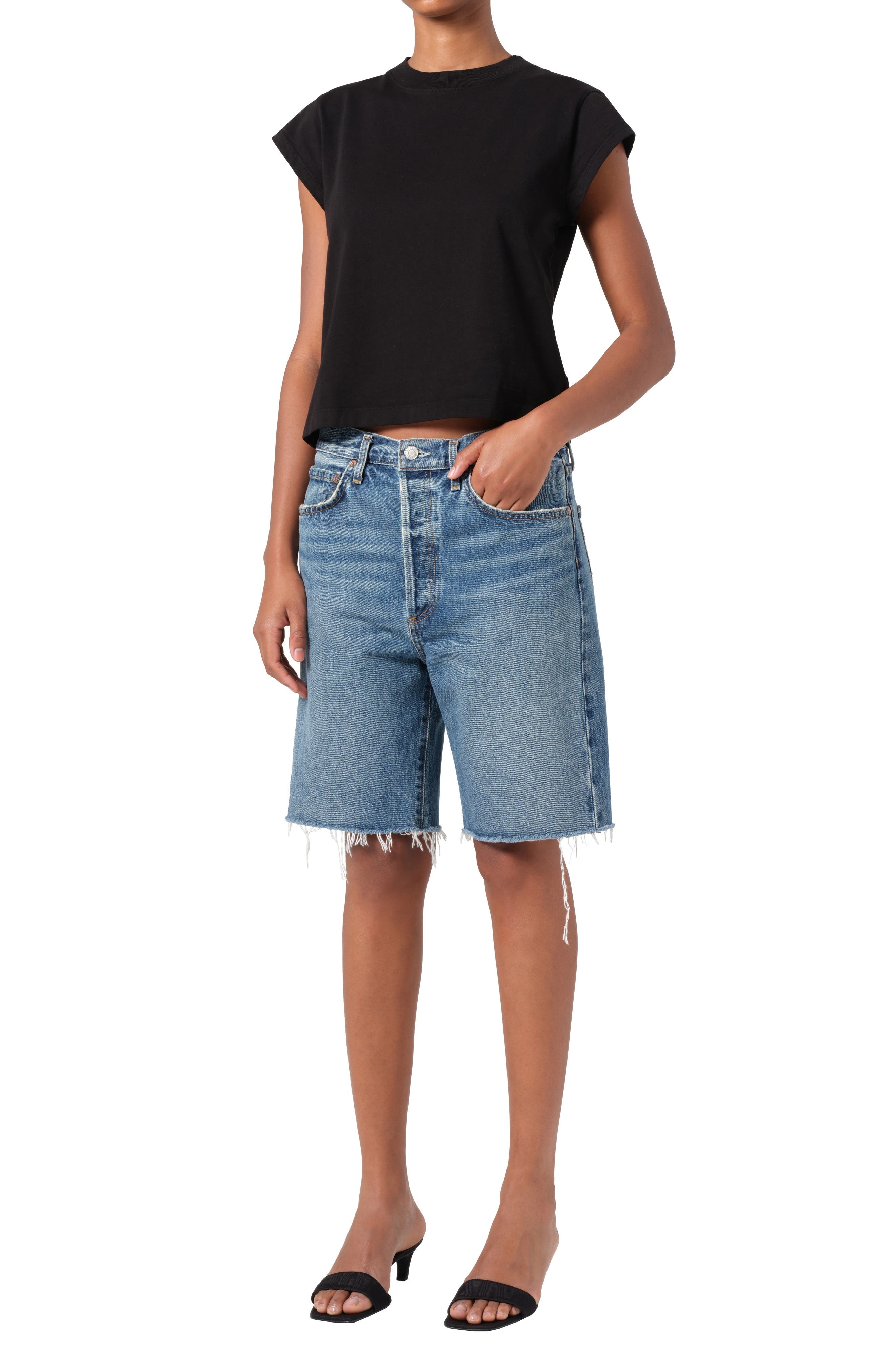 AGOLDE Bryce Cap Sleeve T-Shirt in Black at Nordstrom - 5
