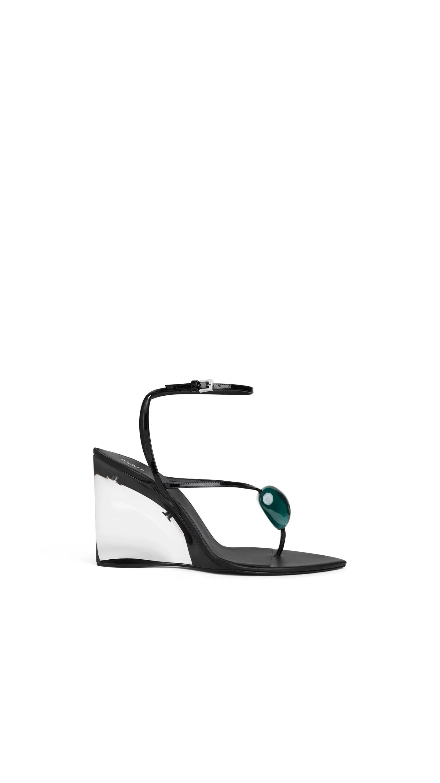 INVISIBLE JEWEL WEDGE SANDALS IN PATENT CALFSKIN - 1