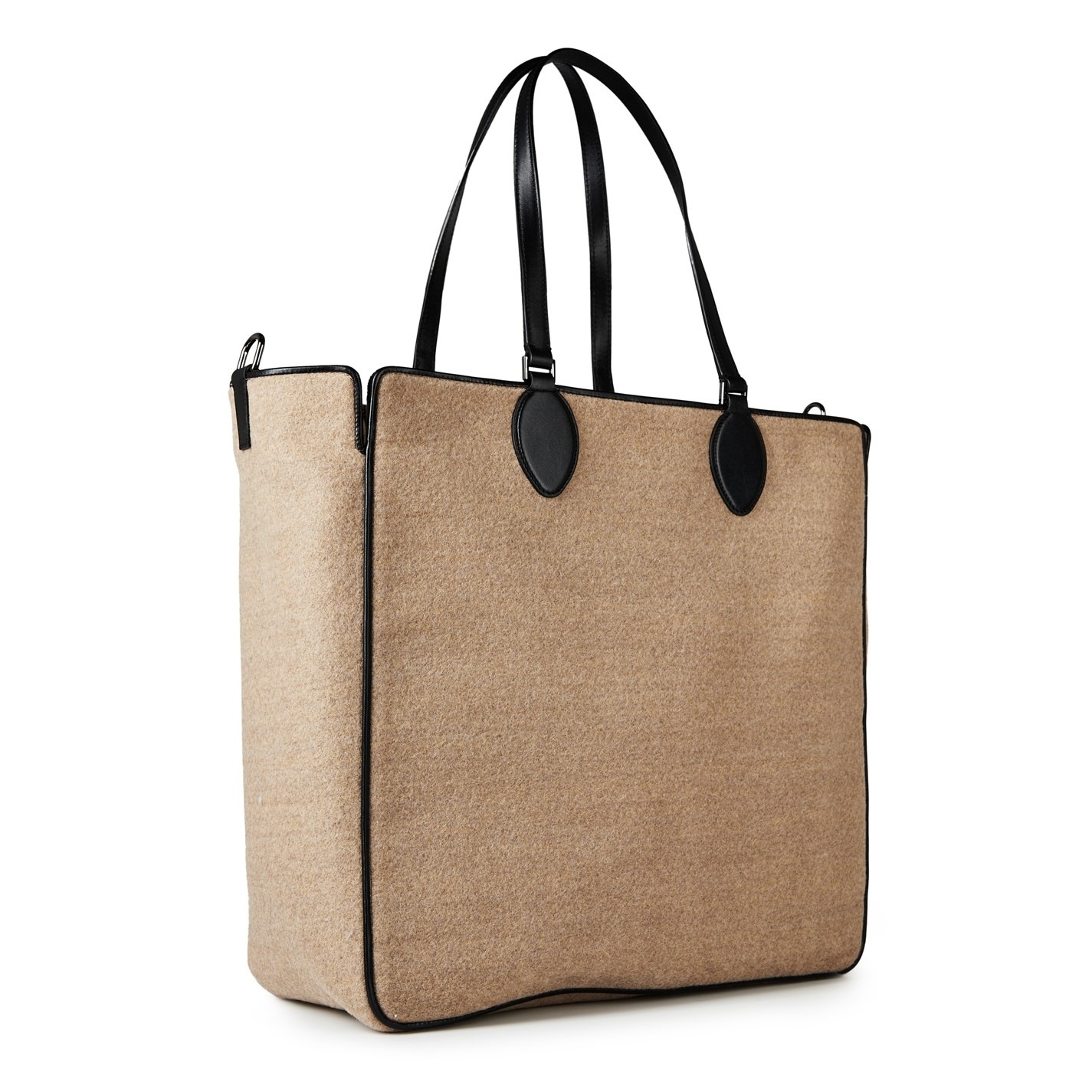 TOILE ICONOGRAPHE SHOPPING BAG IN WOOL WITH LEATHER DETAILS - 3