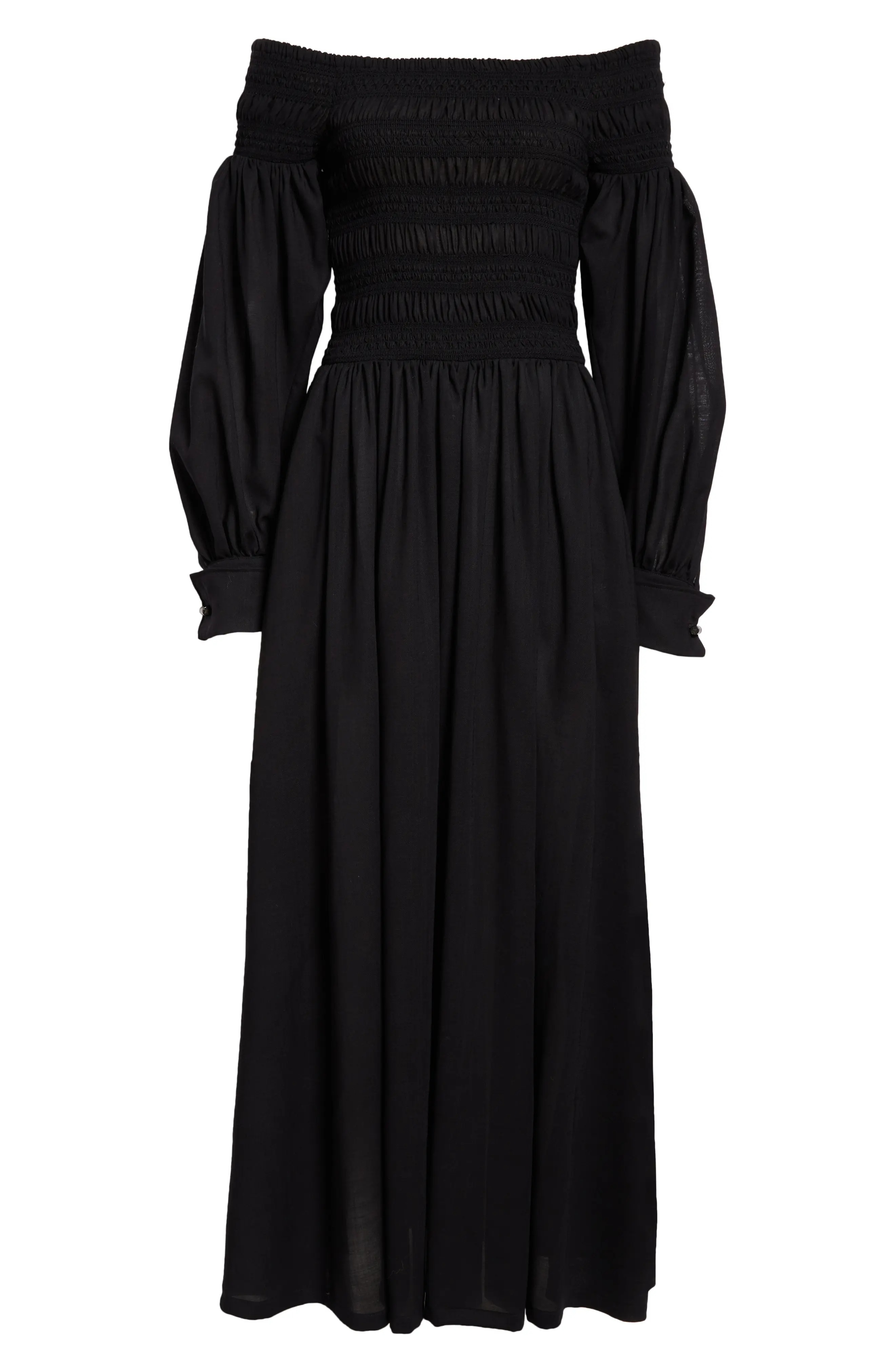 Manu Off the Shoulder Long Sleeve Virgin Wool Maxi Dress - 5