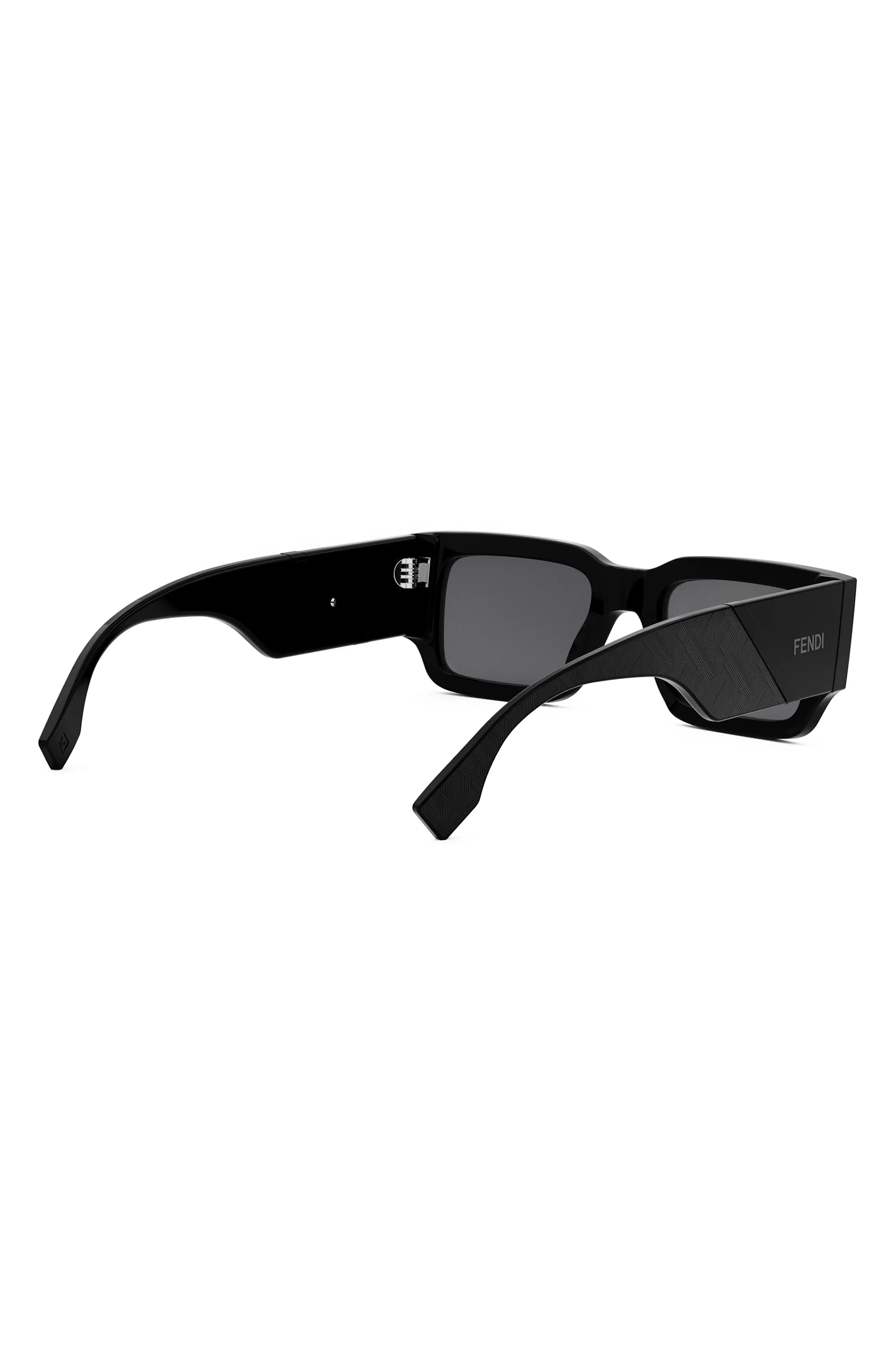 'Fendi Diagonal 51mm Rectangular Sunglasses in Shiny Black /Smoke - 7