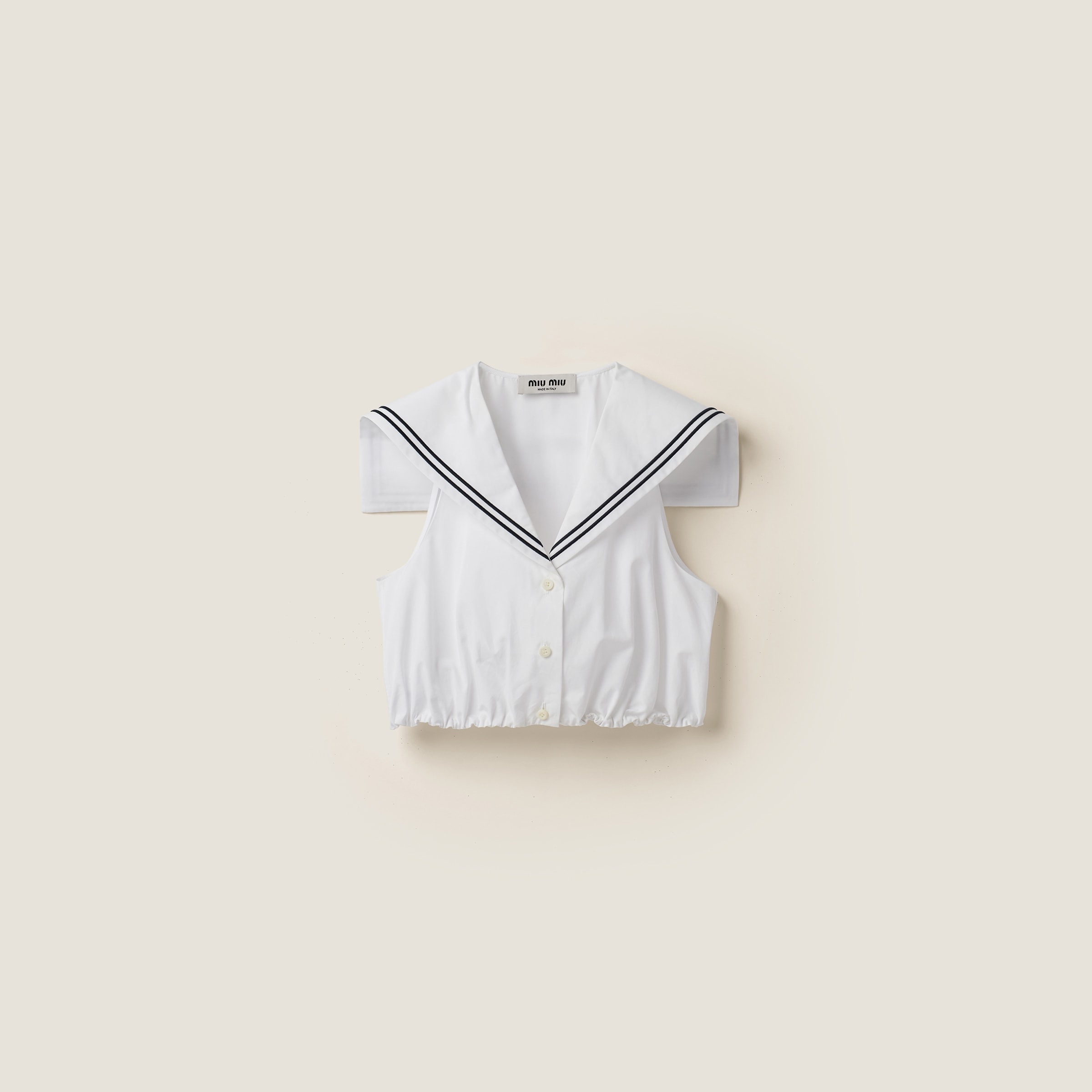 【送関込】MiuMiu☆strato\\n\\ndouble layer poplin Miu Miu Poplin Sailor Top - White | Editorialist