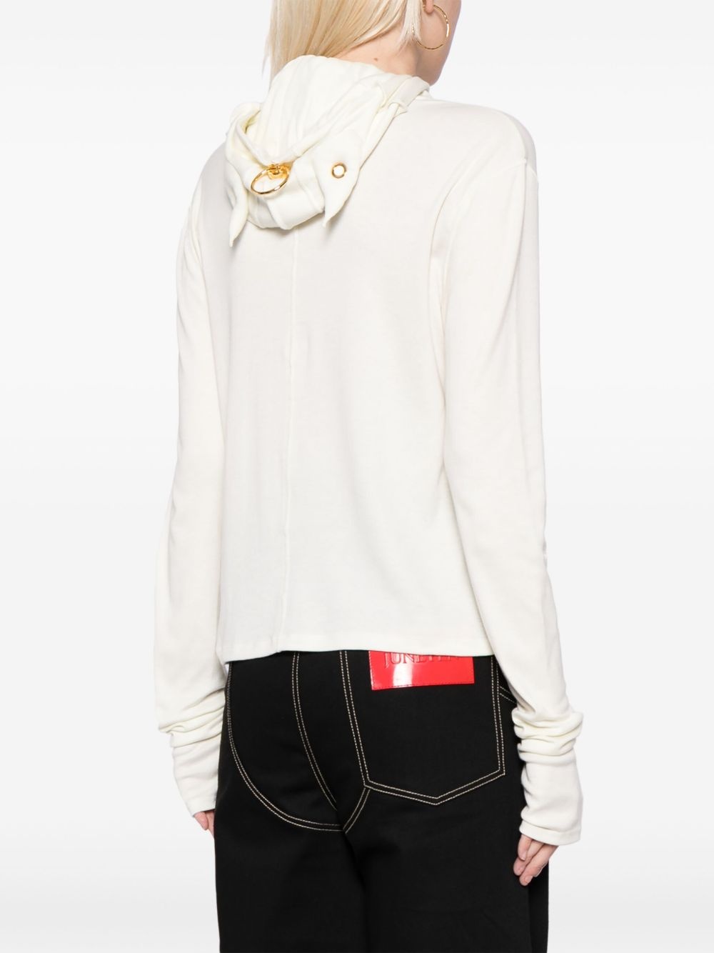 pop-up ear detail cotton-blend hoodie - 4