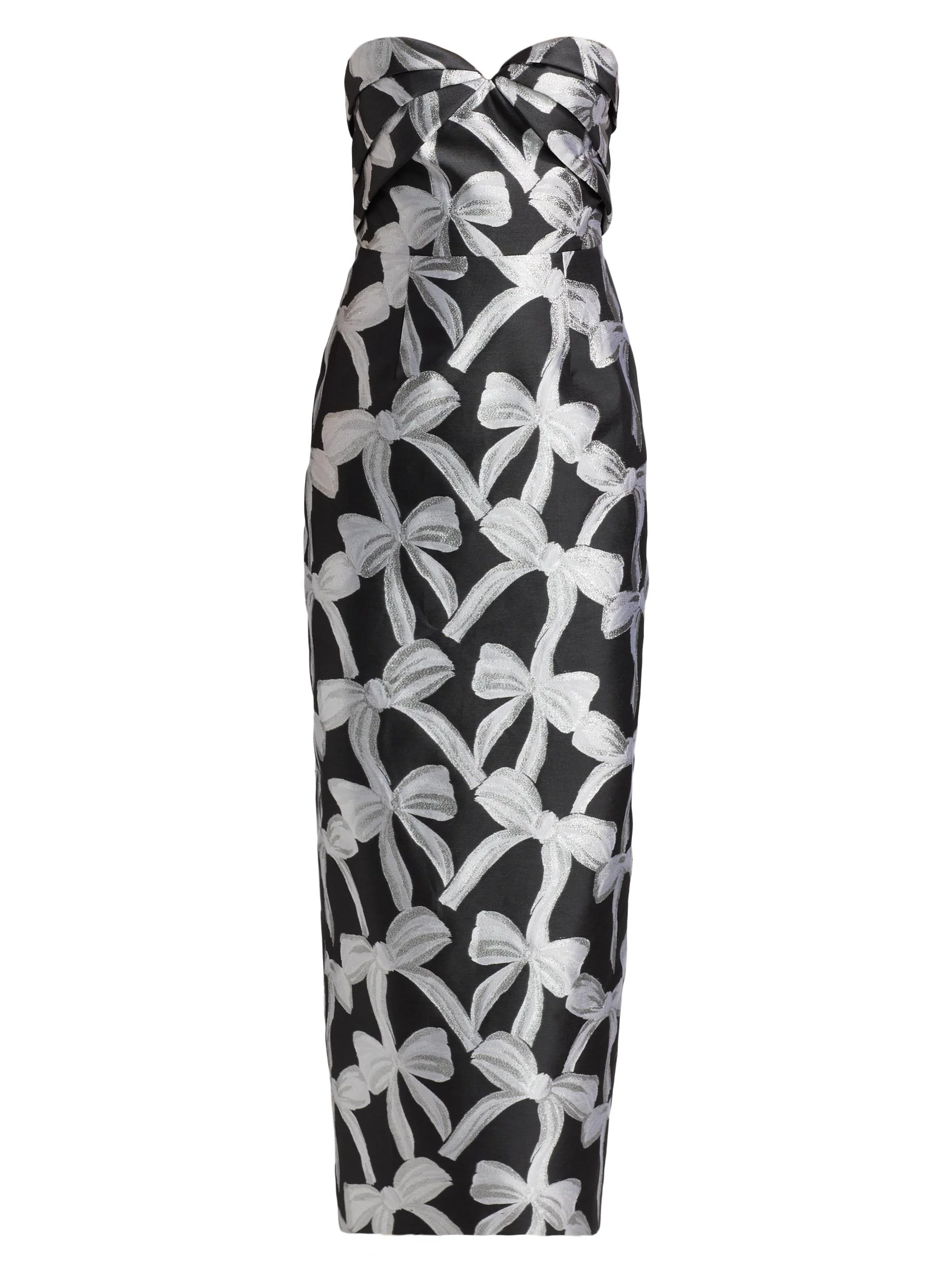 Women's Donna Metallic Ribbon Jacquard Strapless Gown - Black Silver - 1