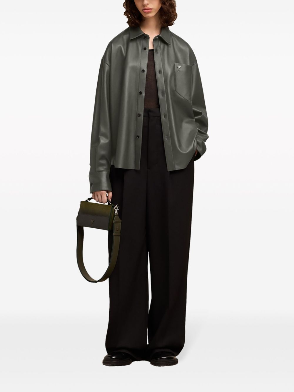 Ami de Coeur-embroidery lambskin shirt - 3