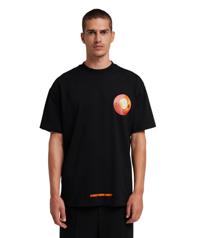 MSGM T-Shirt with "Caution hot" graphic outlook