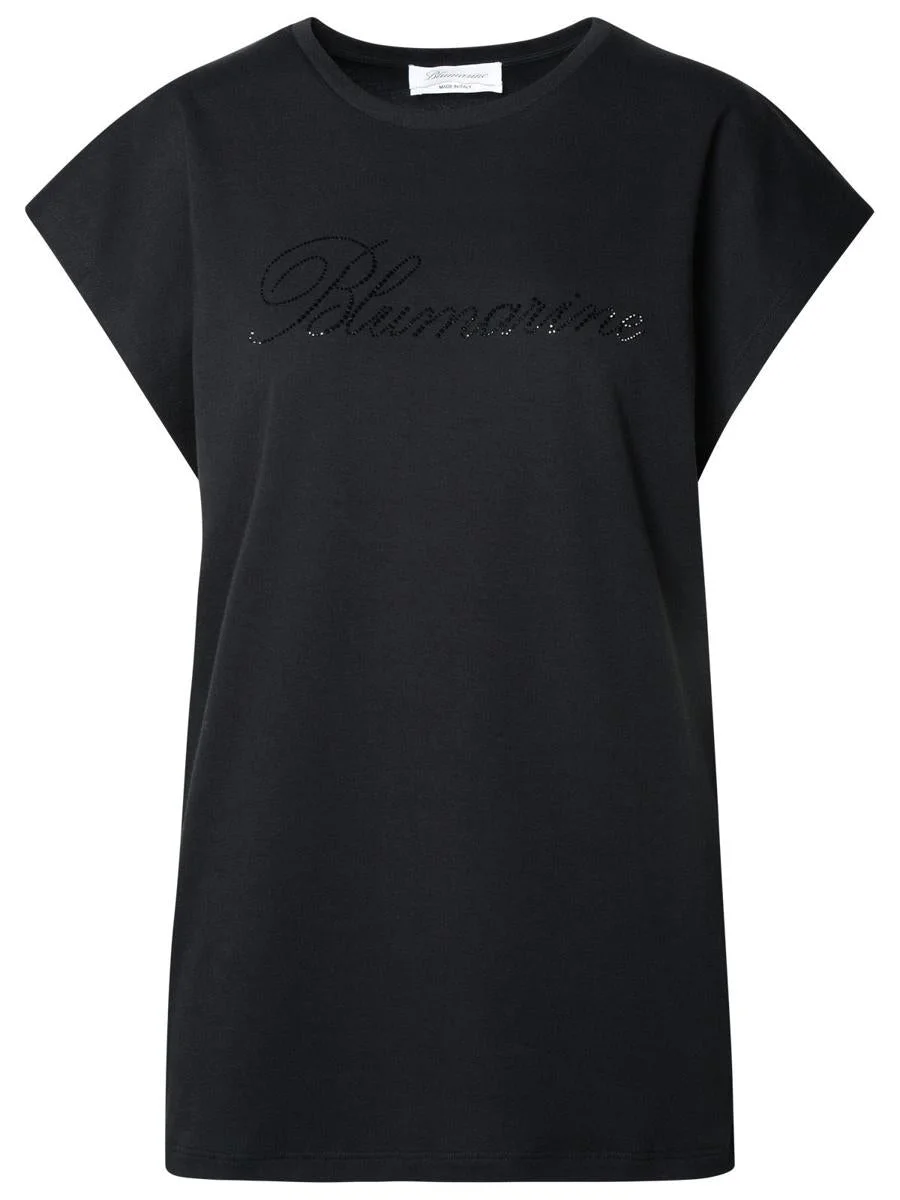 BLUMARINE BLACK COTTON T-SHIRT - 1