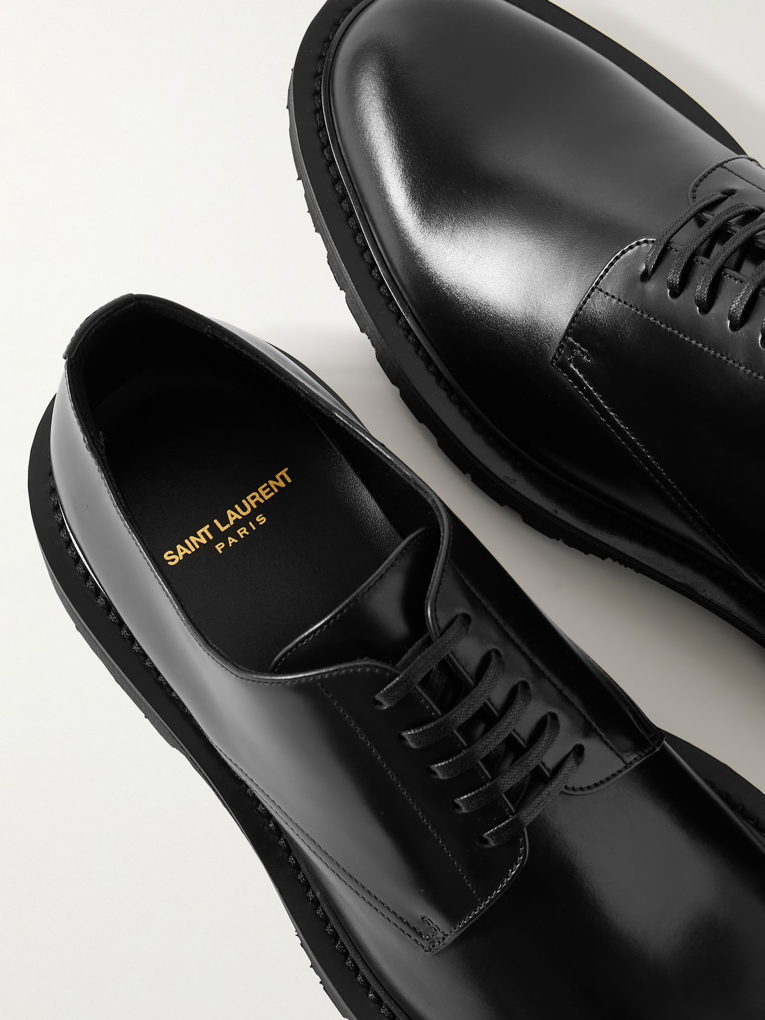 Army Leather Derby Shoes Black - 6