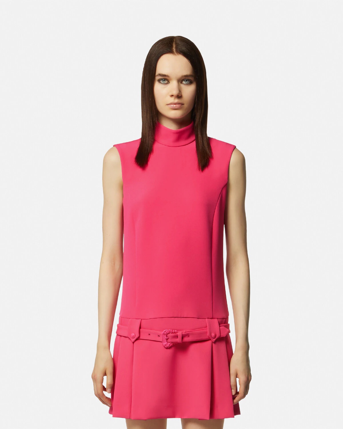 Baroque Buckle Pleat Mini Dress - 4