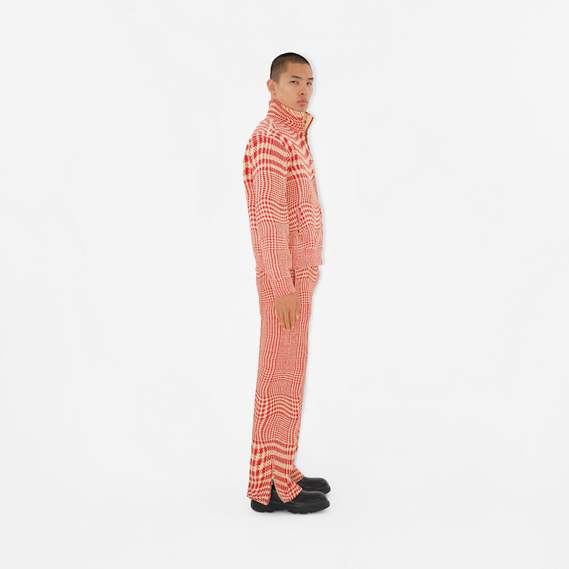 Warped Houndstooth Nylon Blend Track Jacket 3