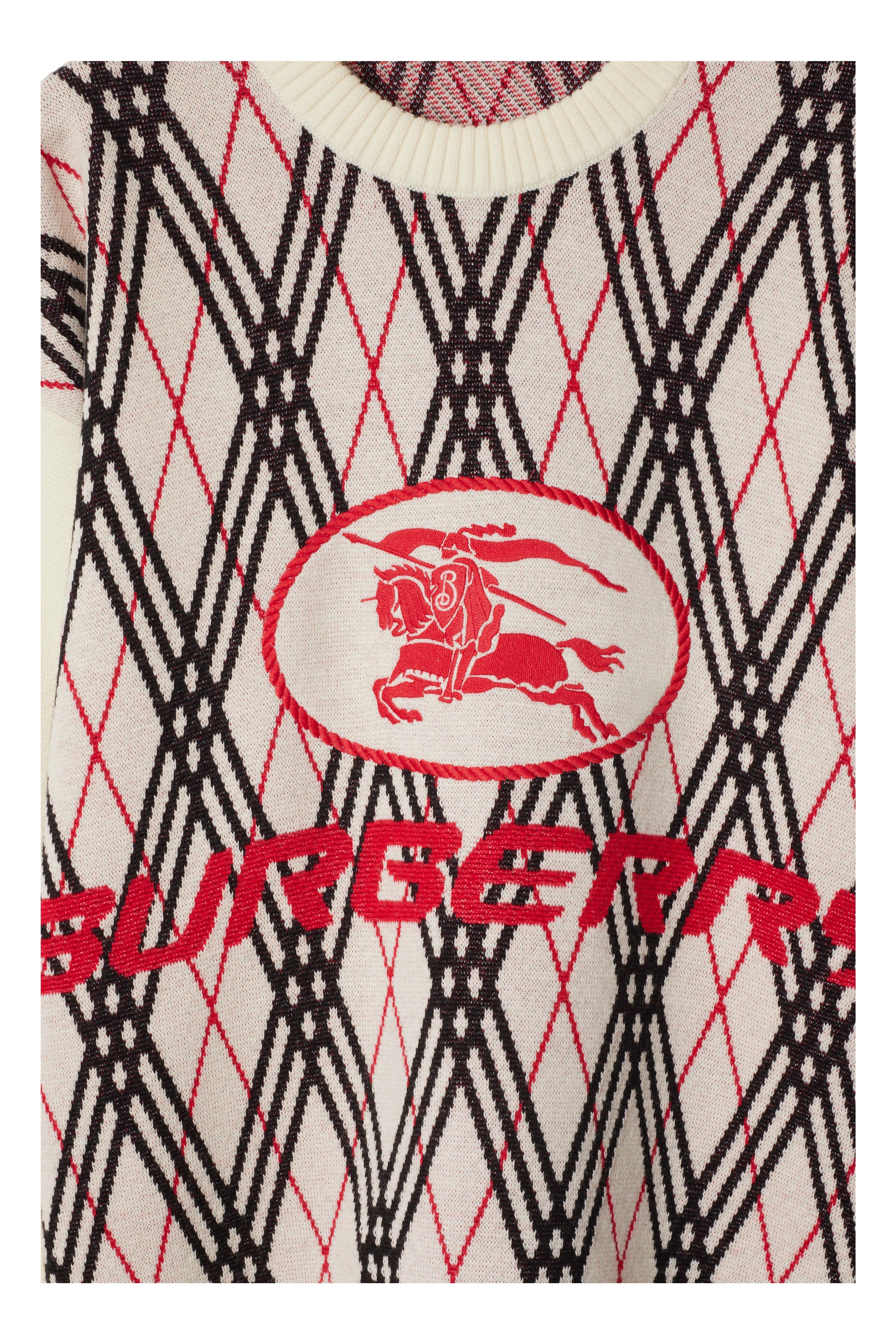 burberry Argyle Check Wool Blend Sweater in Chalk White at Nordstrom - 5