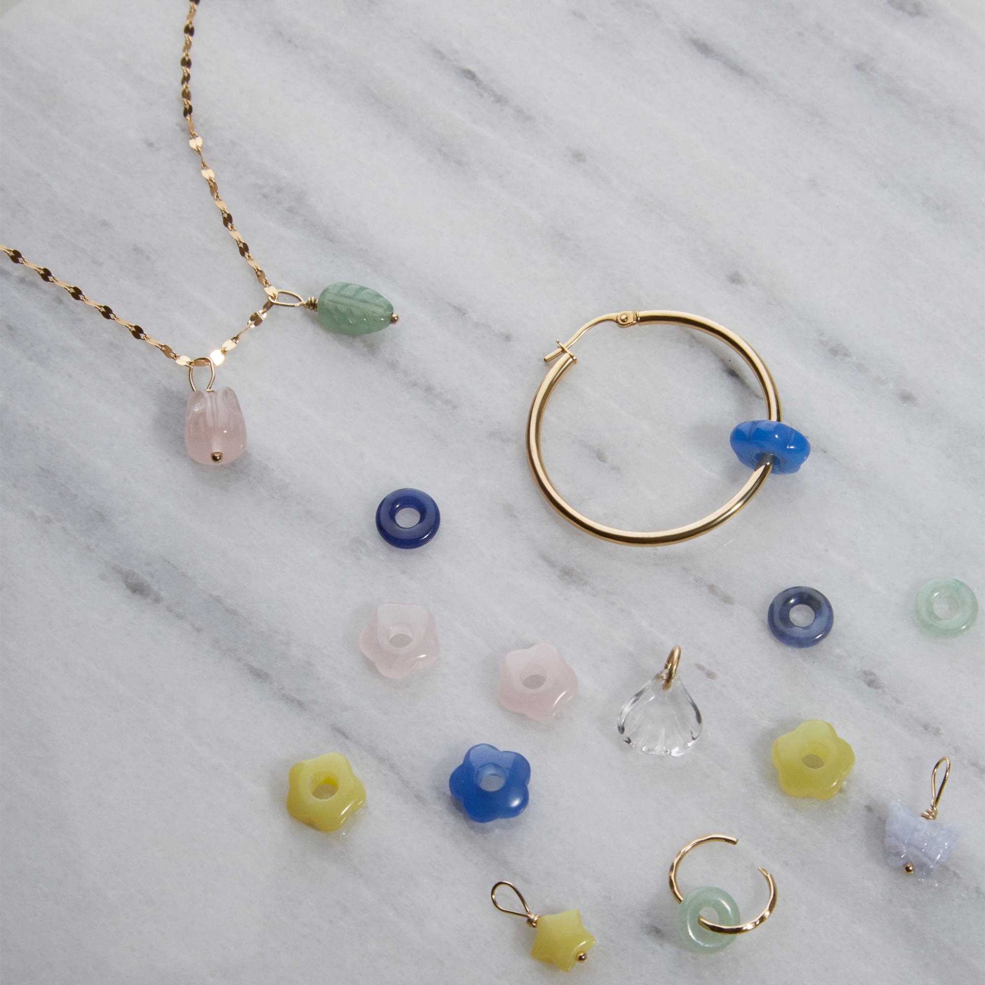 Flower Hoop Charms Set - 6