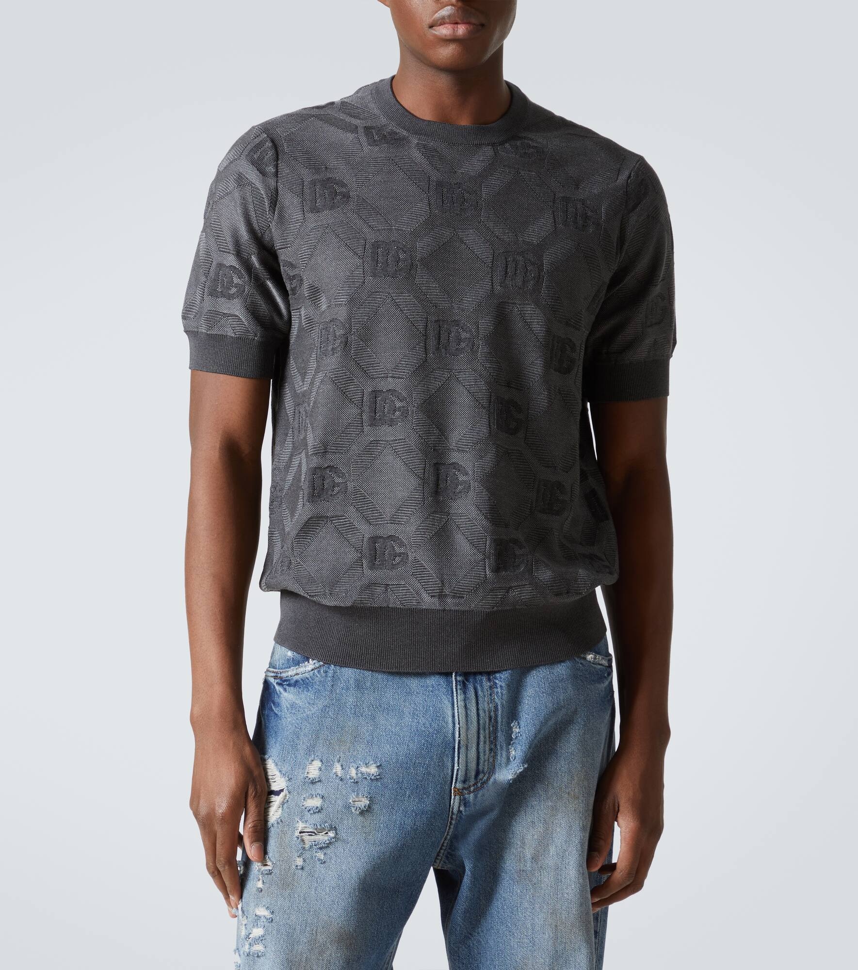 DG jacquard silk top - 3