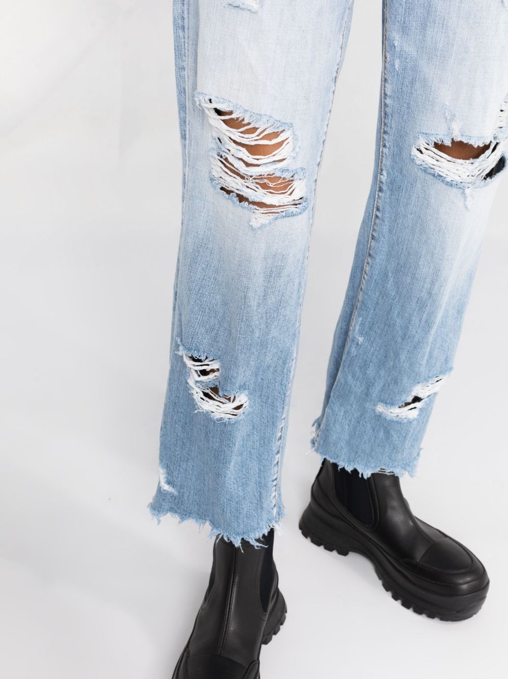 distressed straight-leg jeans - 5