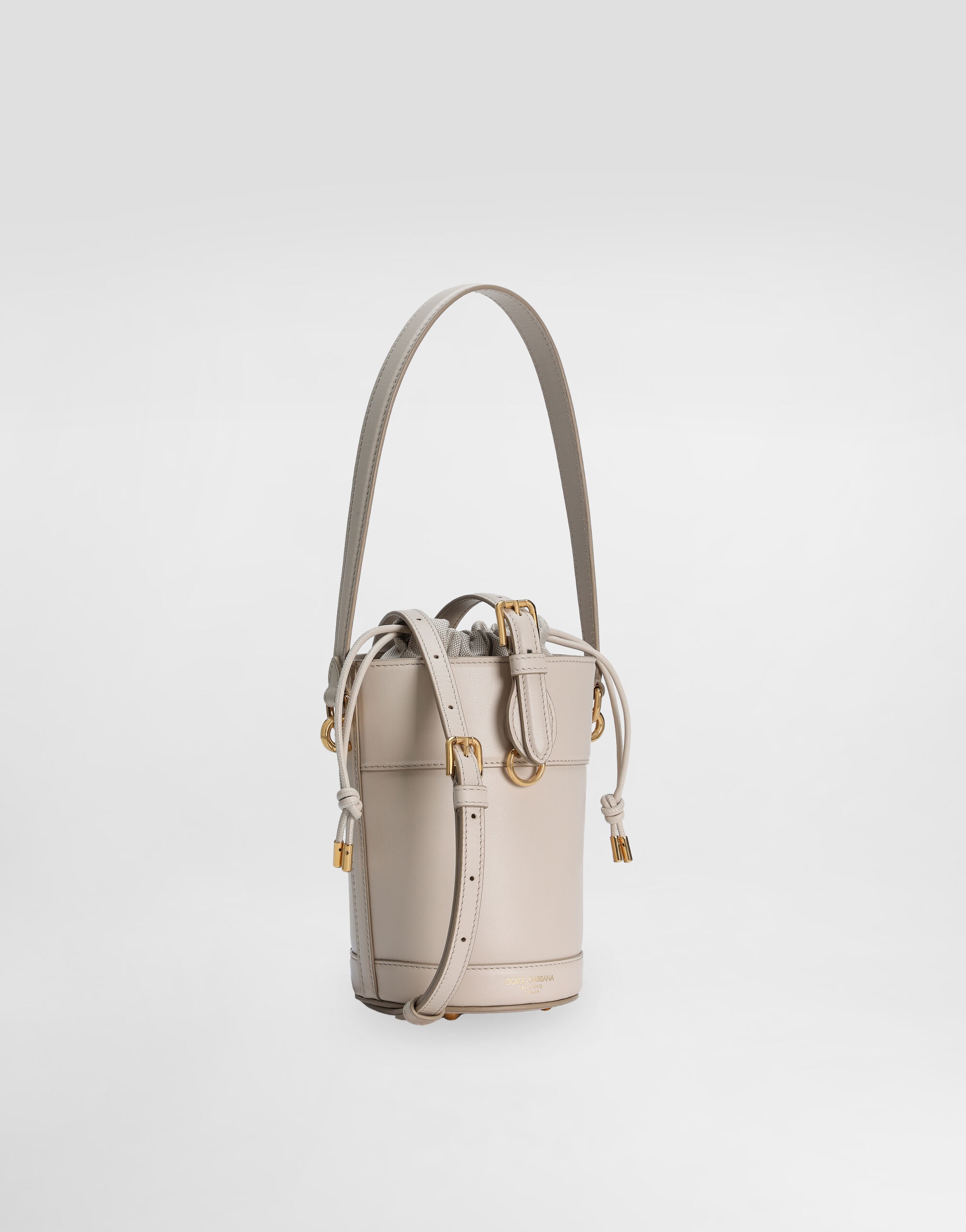 Capri bucket bag in calfskin and canvas - 3