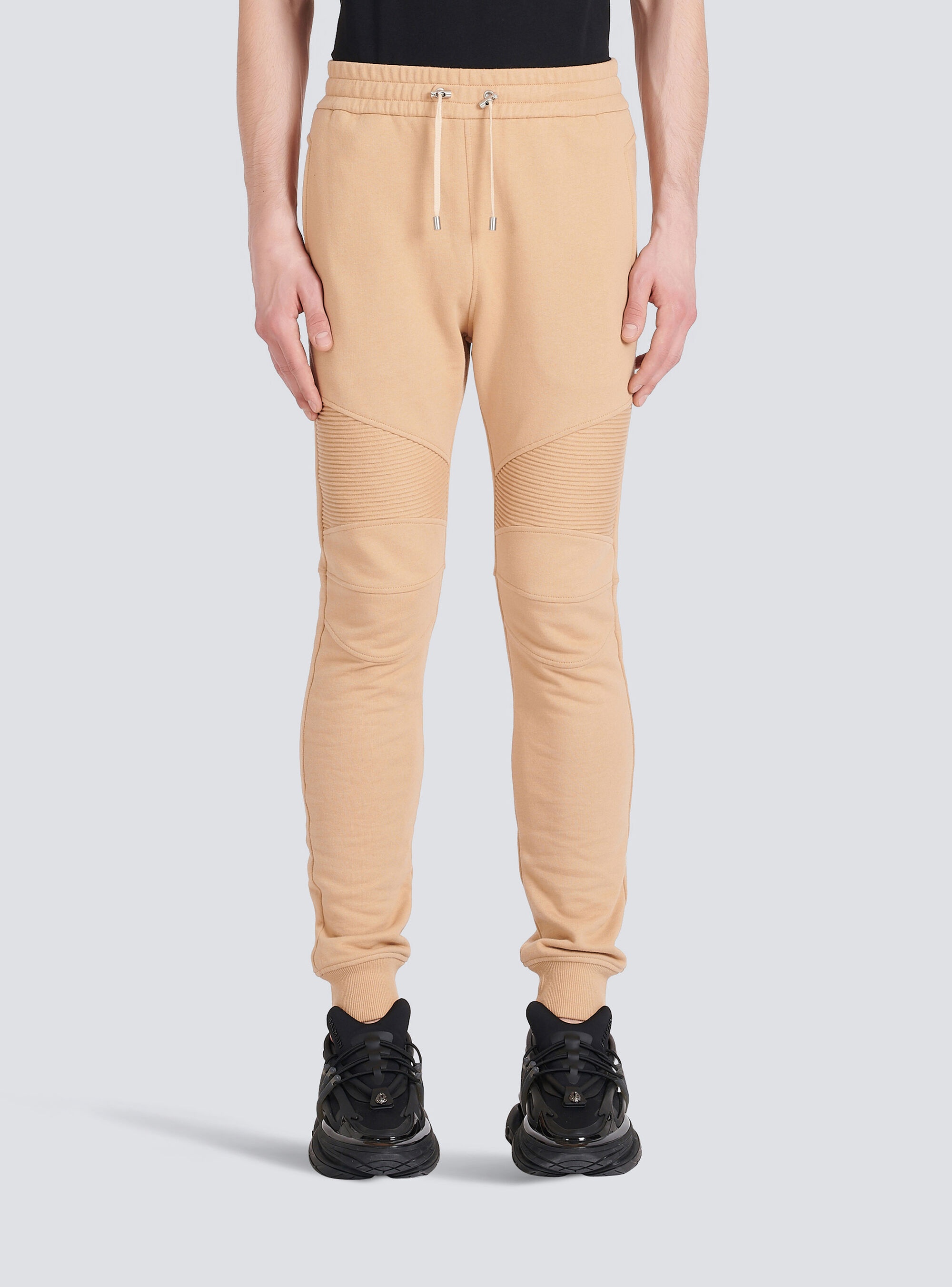 Eco-designed cotton sweatpants with black Balmain logo print - 5