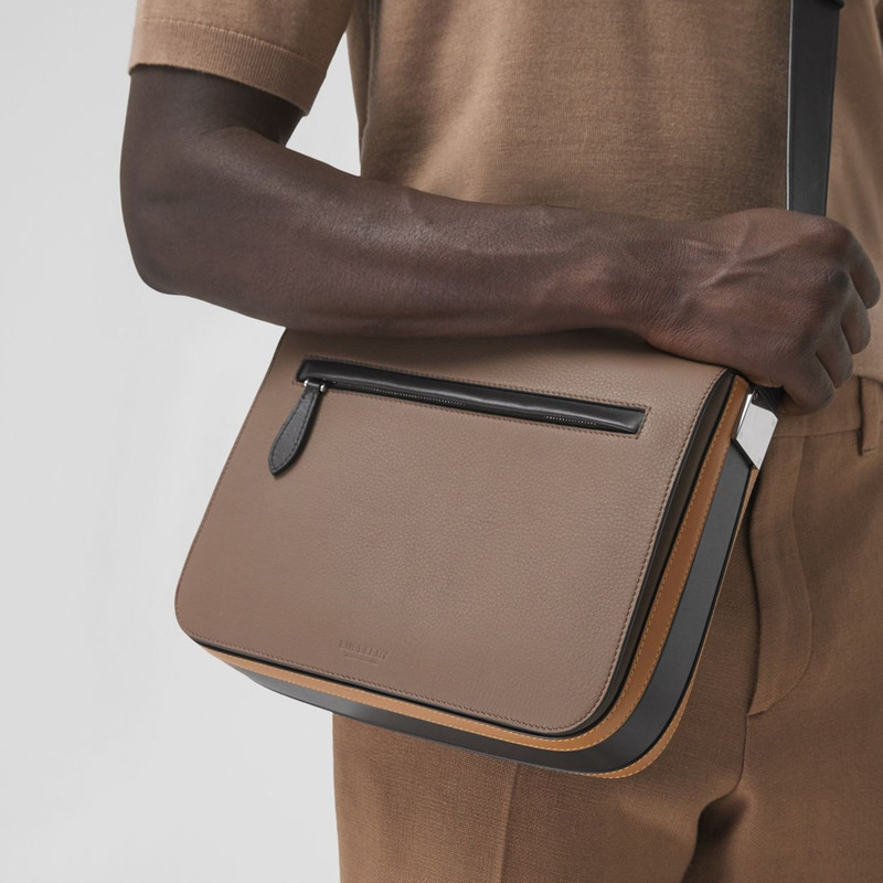 Small Colour Block Leather Messenger Bag 3