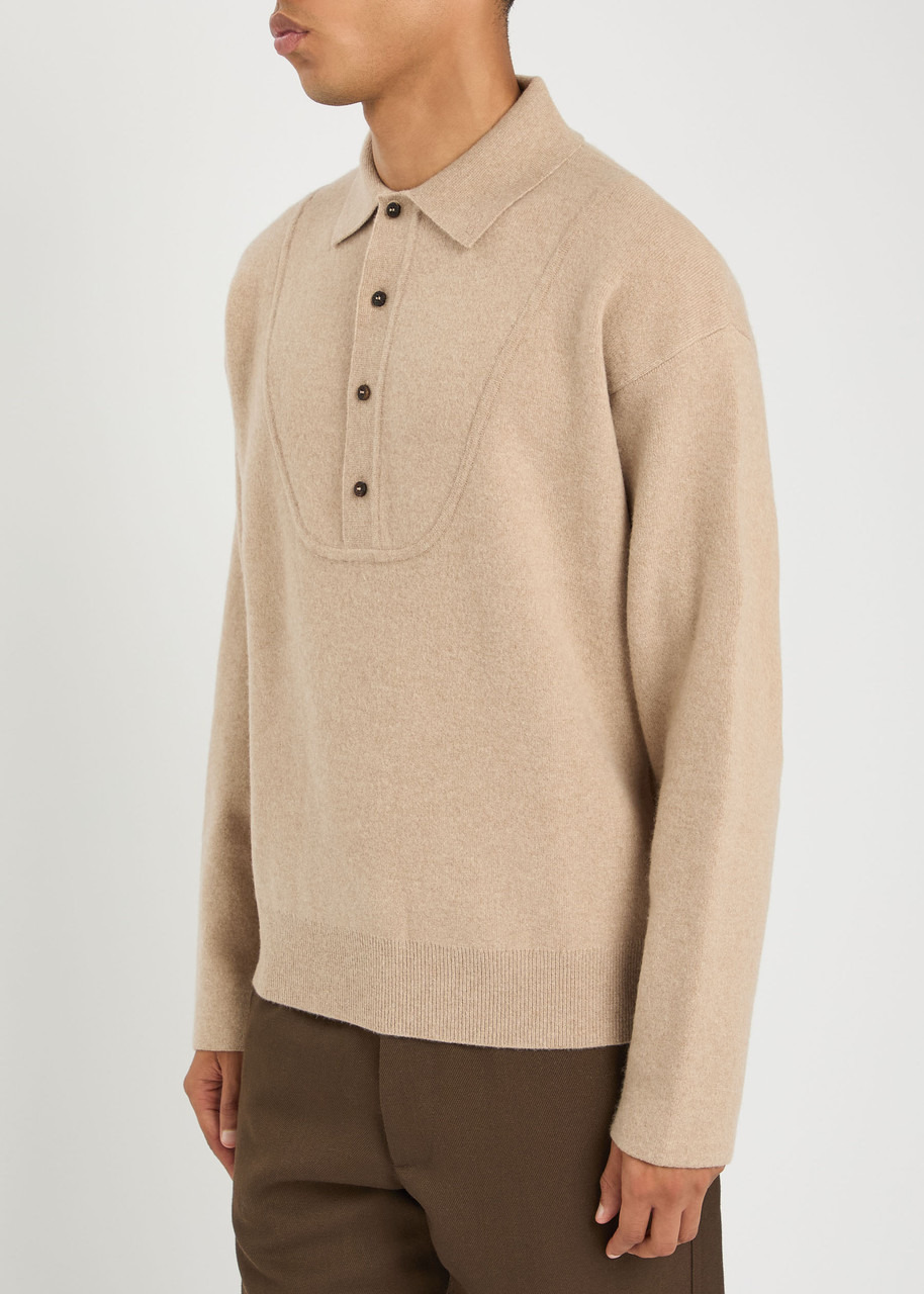 Jacquemus La Pallone Melange Wool and Cashmere-blend Polo Jumper - 2