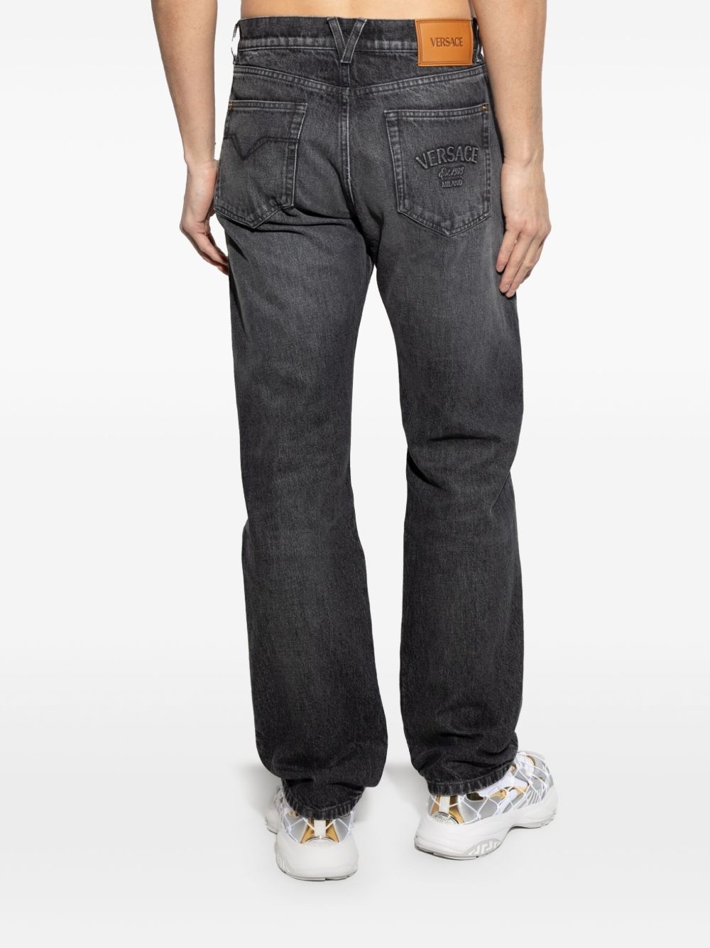 logo-embroidered jeans - 4