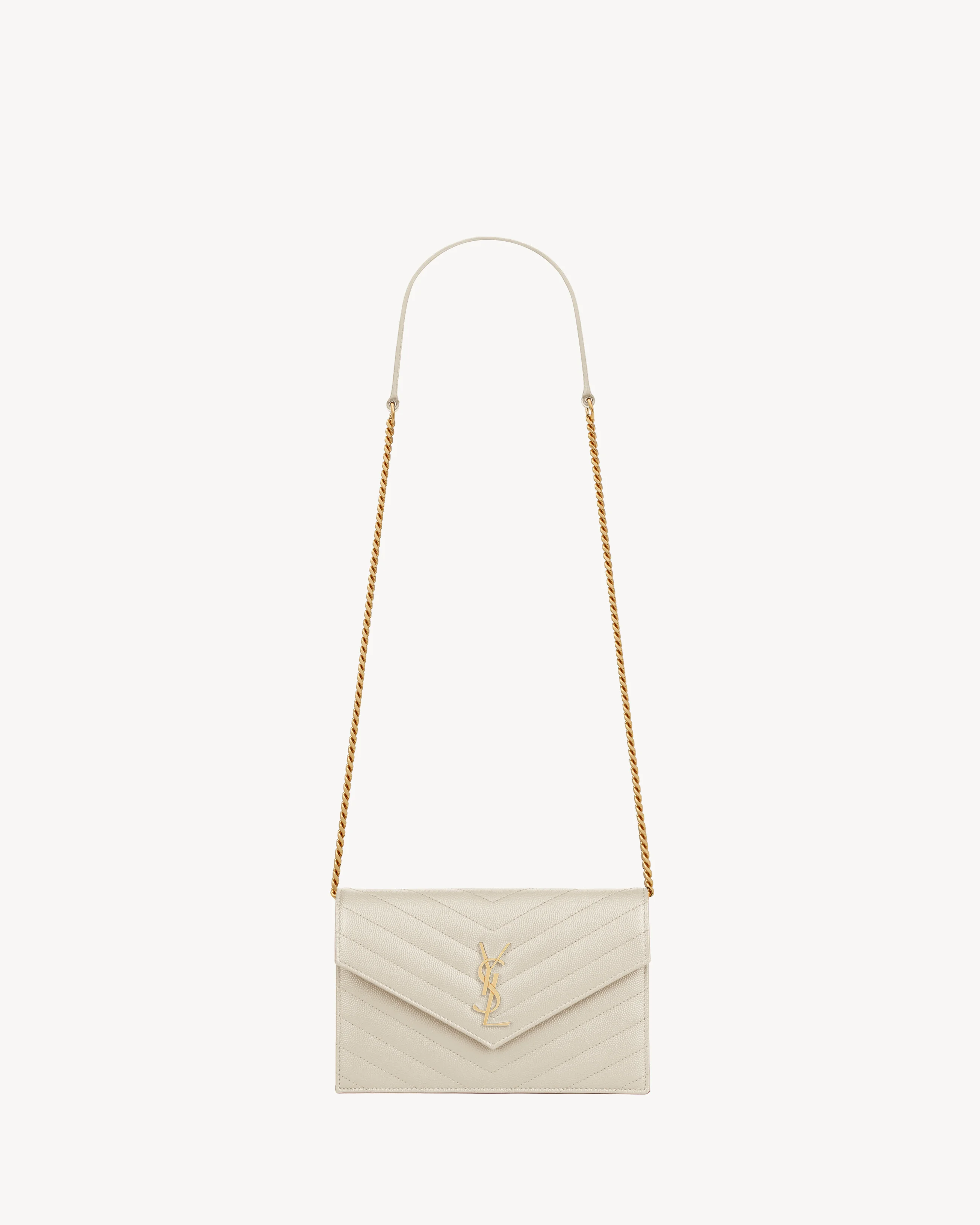 CASSANDRE ENVELOPE CHAIN WALLET IN GRAIN DE POUDRE LEATHER - 1
