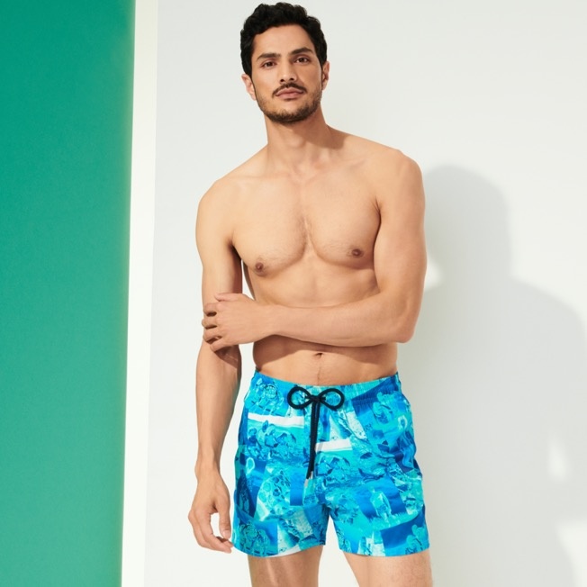 Men Stretch Swim Trunks Patchwork Shooting - 3