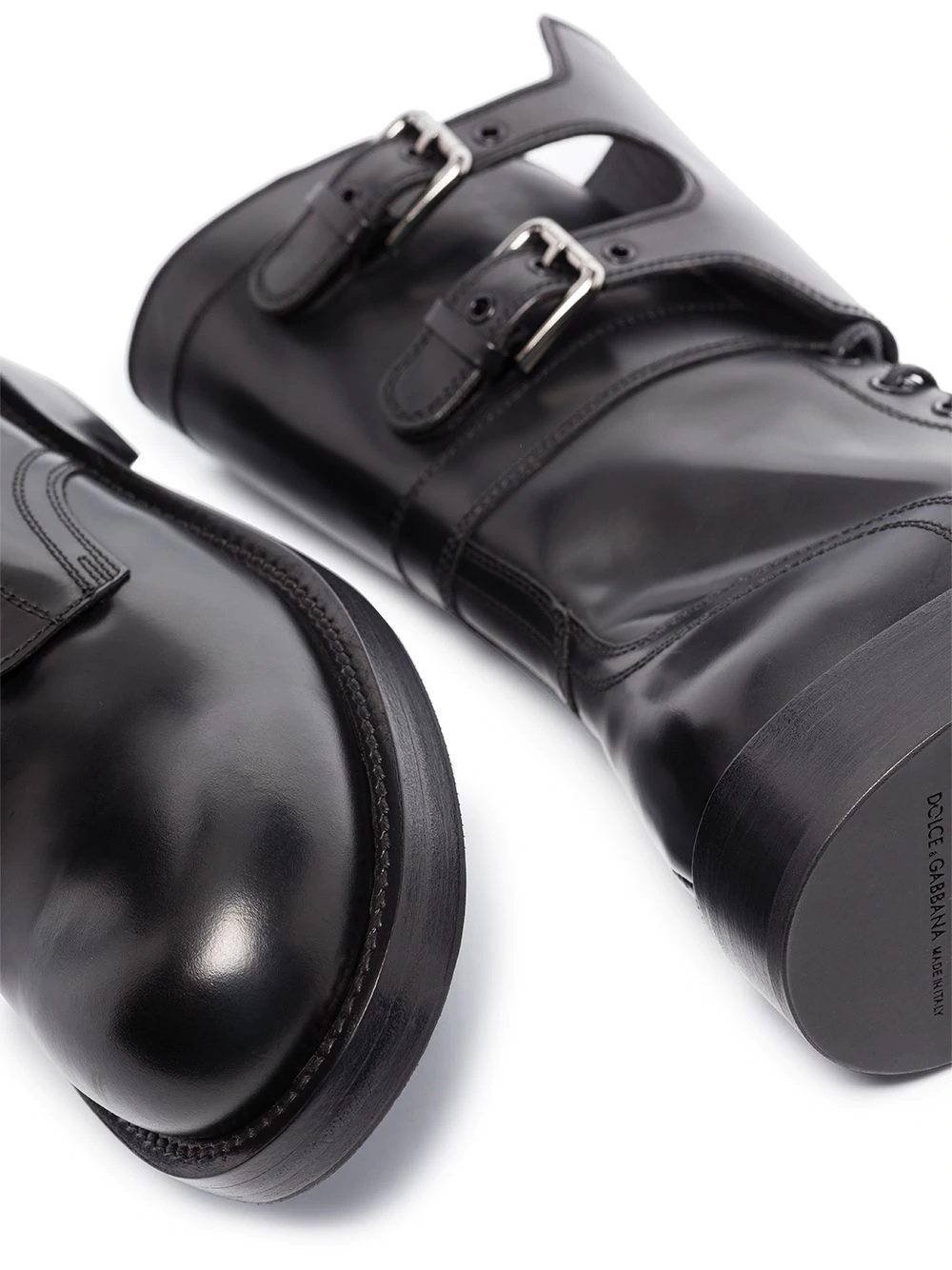 polished leather military boots - 2