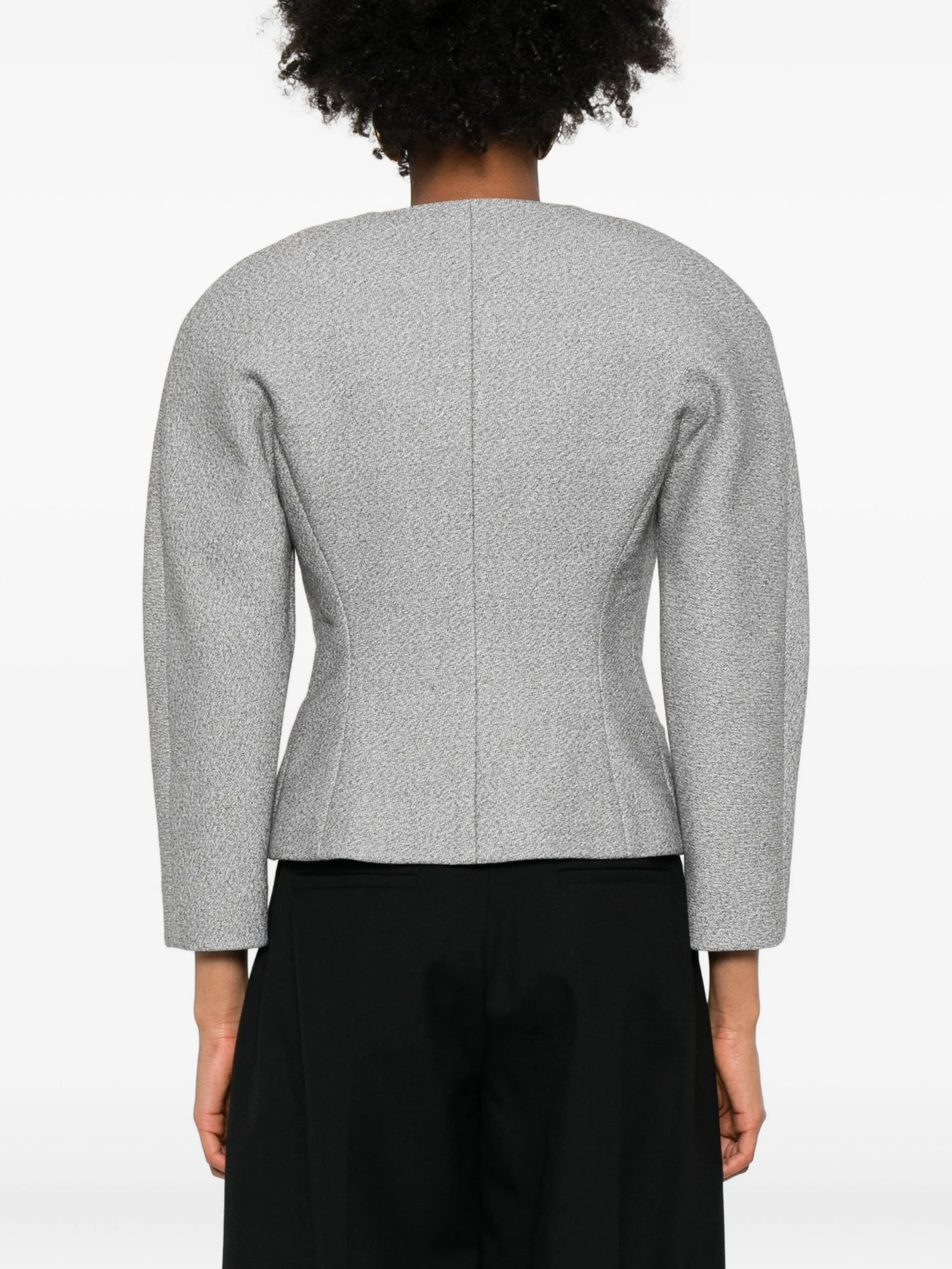 textured-fabric fitted jacket - 4
