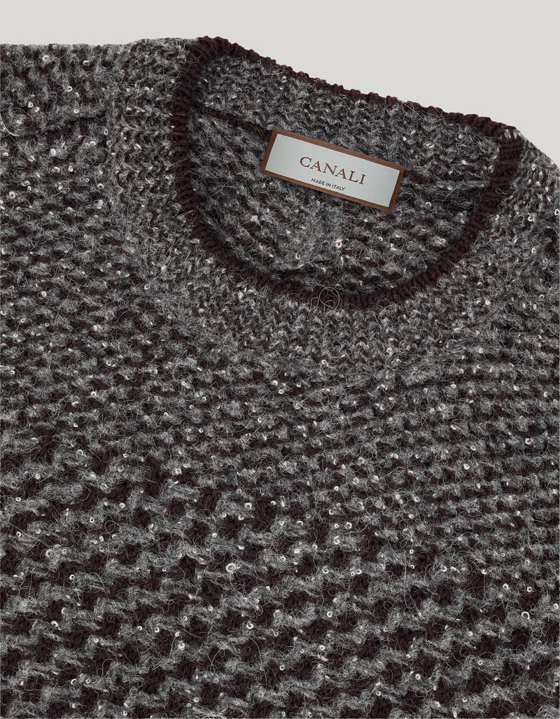 WOOL AND ALPACA BLEND JACQUARD BOUCLÉ CREW NECK 5