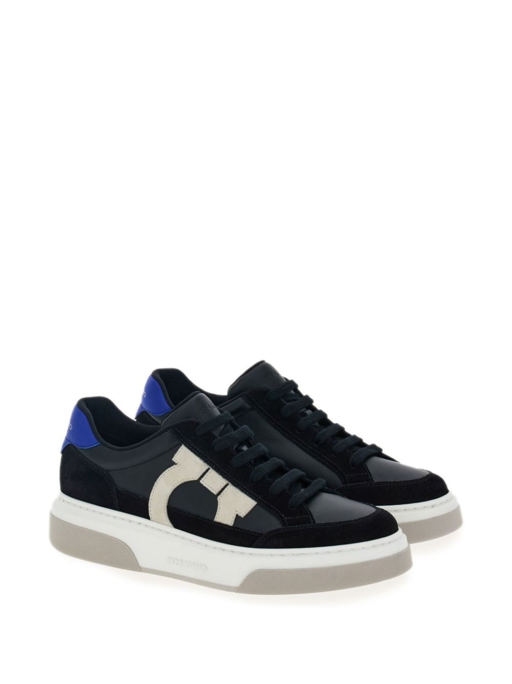 Gancini panelled leather sneakers - 2