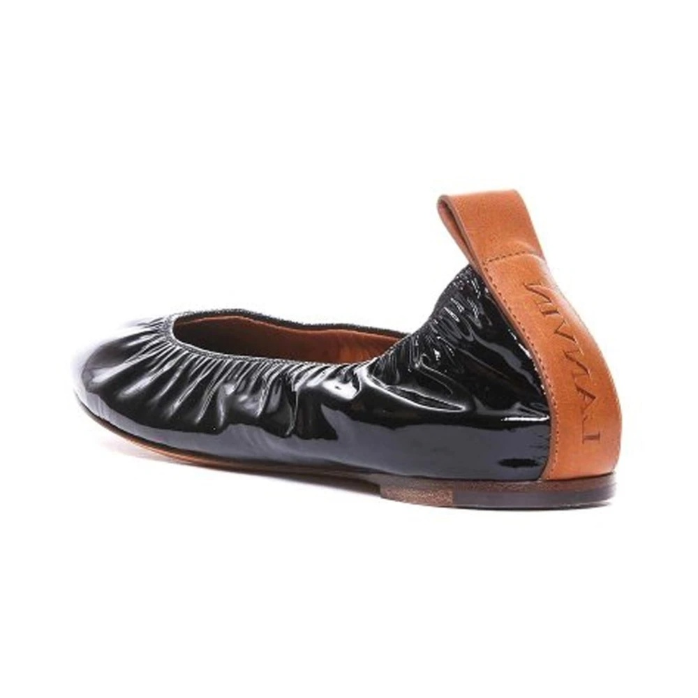 BLACK LEATHER BALLERINA FLATS - 3