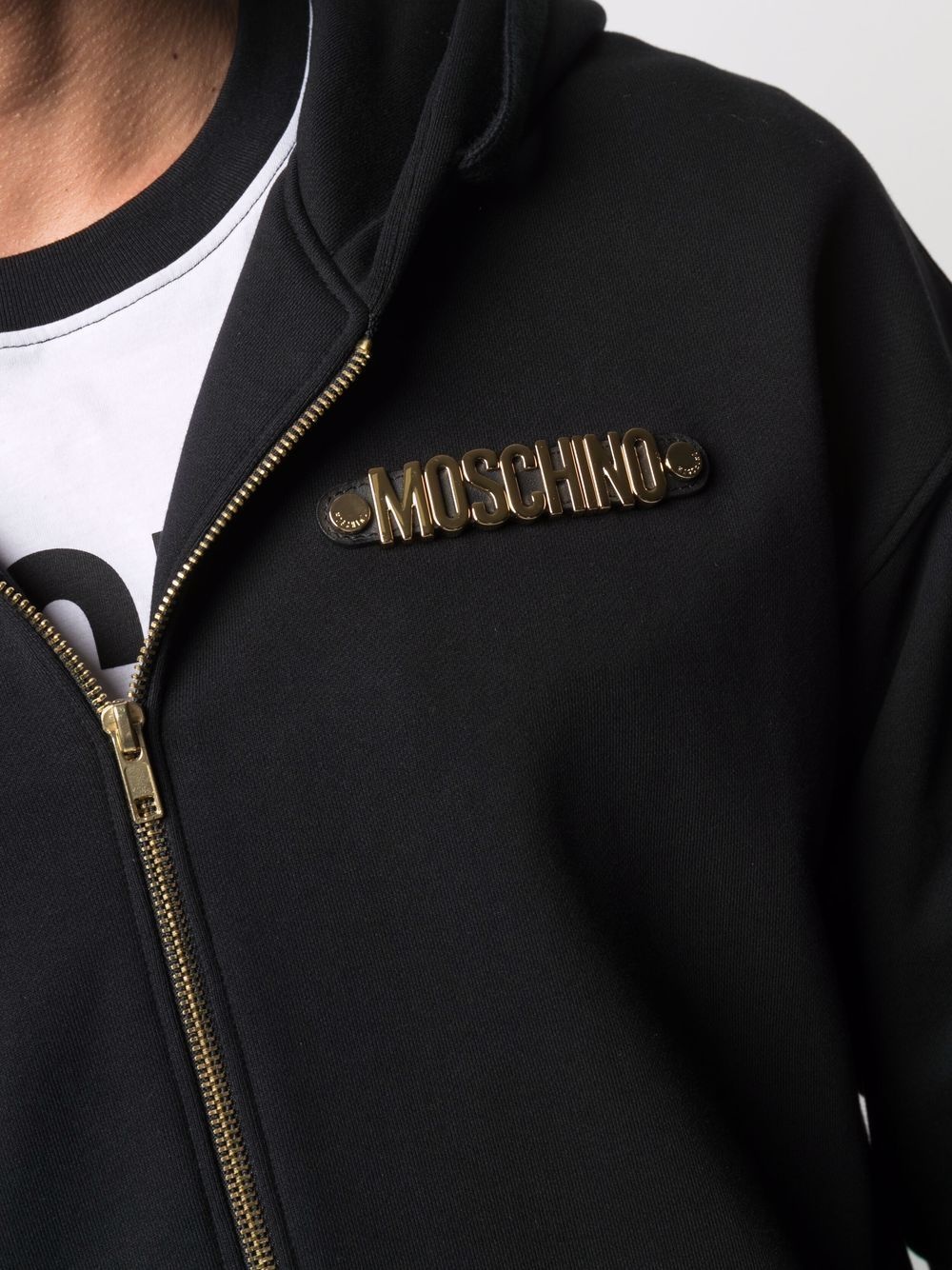 logo-lettering zipped hoodie - 5