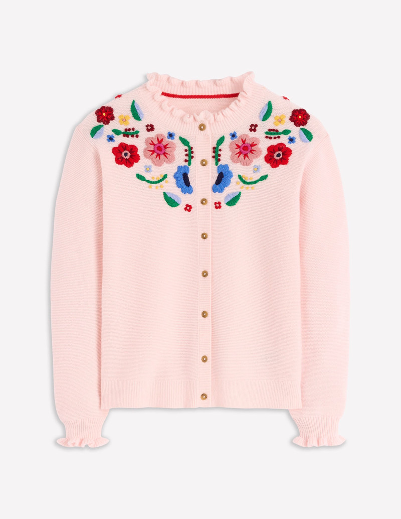 Embroidered Frill Cardigan-Blooming Pink 8