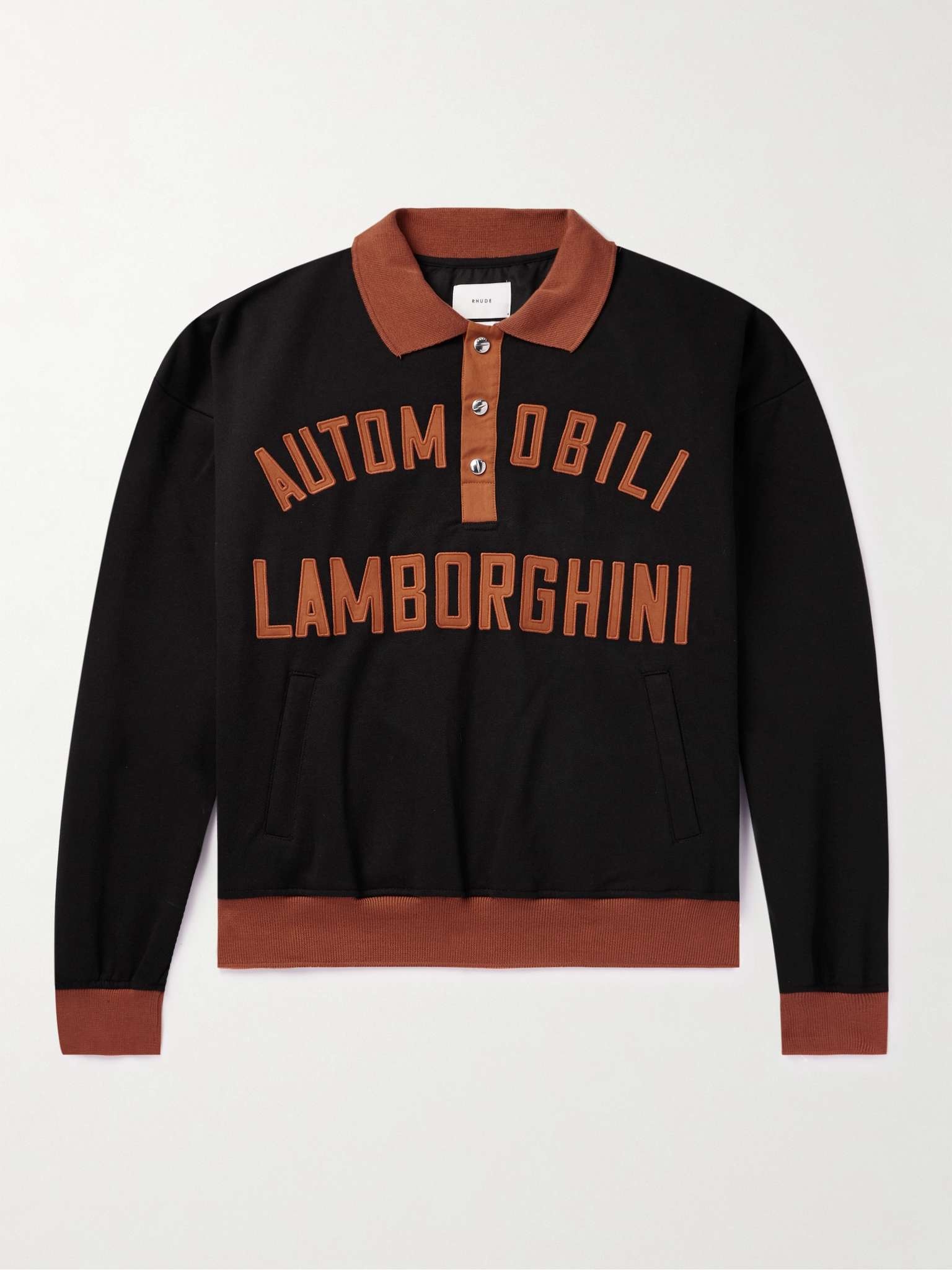 + Lamborghini Appliquéd Two-Tone Cotton-Blend Piqué Polo Shirt - 1