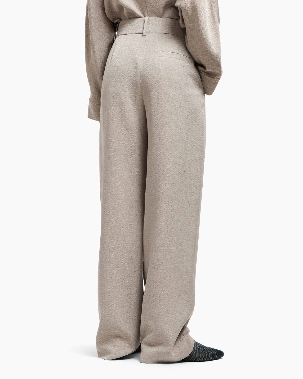 VISCOSE, WOOL, SILK JACQUARD SINGLE-PLEAT TROUSERS - 3