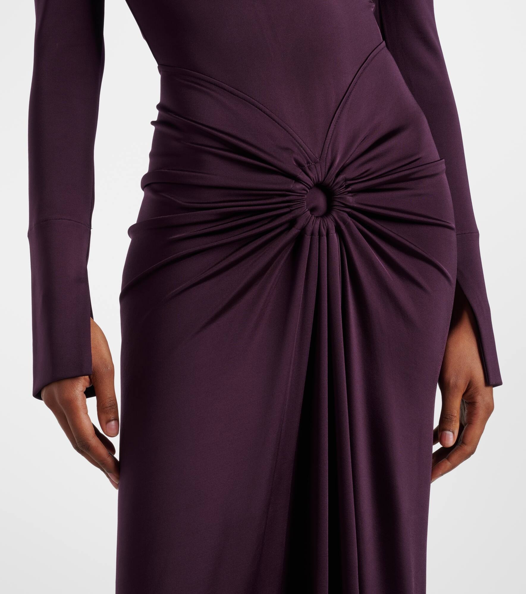 Gathered jersey midi dress - 5