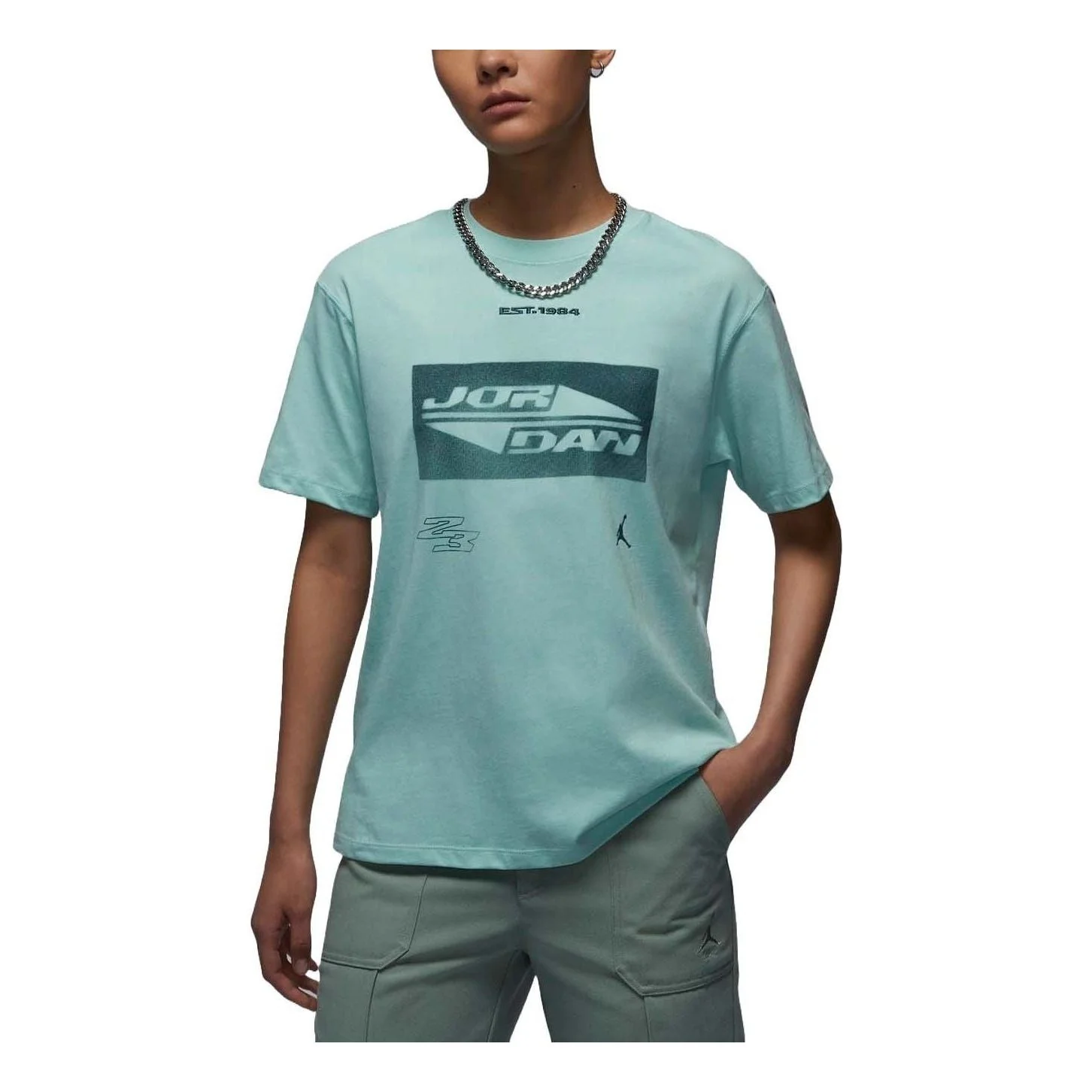 (WMNS) Air Jordan Graphic T-shirt Asia Sizing 'Mint Blue' FV7135-368 - 1