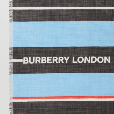 Burberry Monogram and Stripe Print Silk Wool Scarf outlook