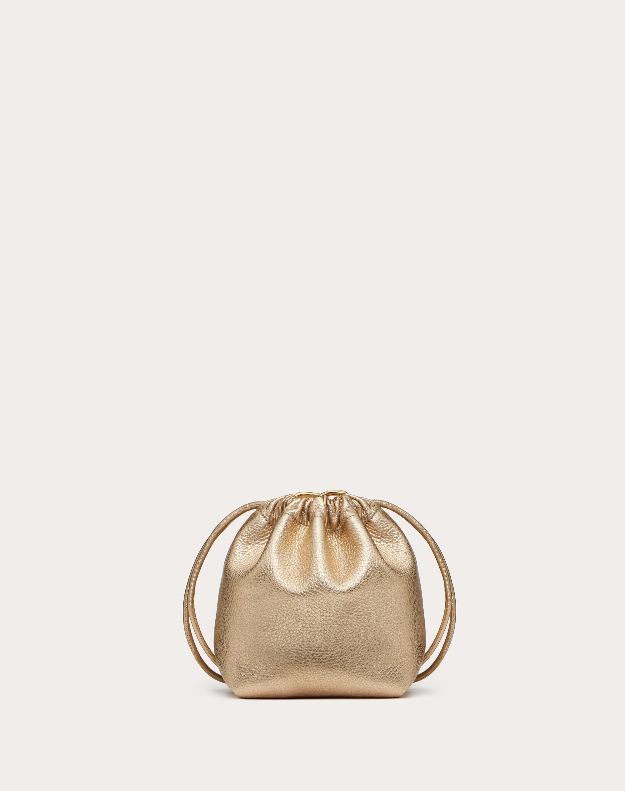 VLOGO POUF METALLIC LEATHER MINI BUCKET BAG - 3